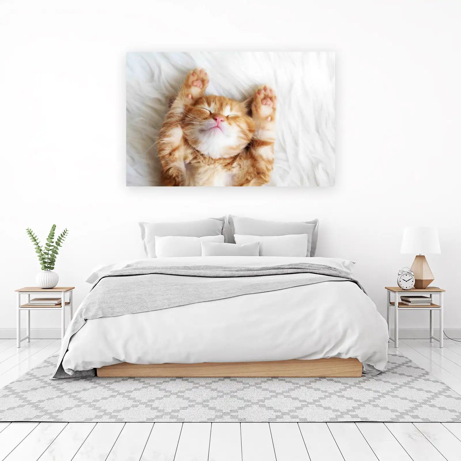 Adorable Sleeping Orange Cat Wall Art for Cozy Homes