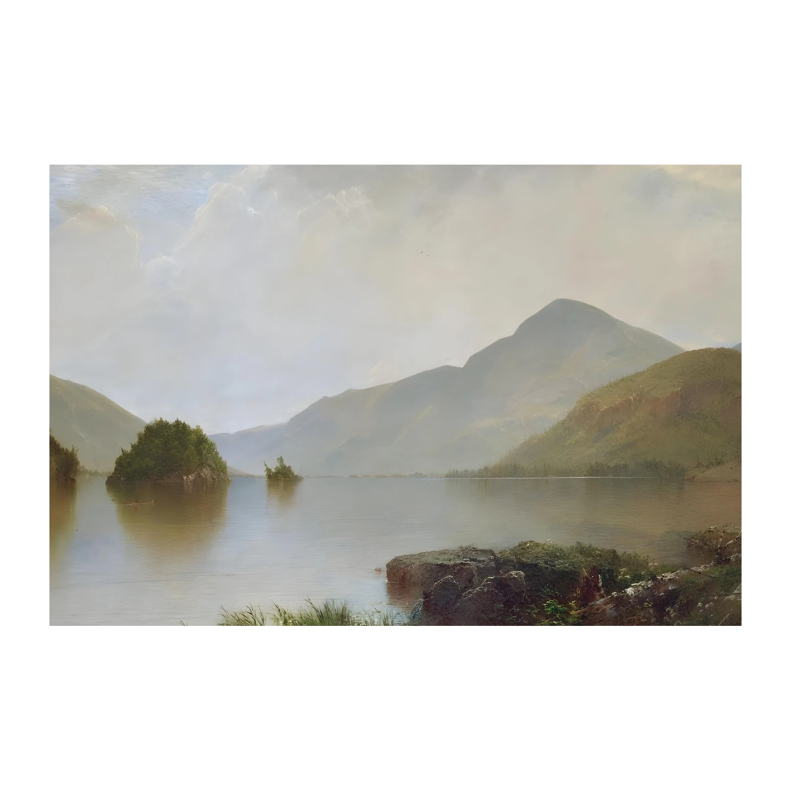 Tranquil Lake Landscape Mountain Mist Wall Art