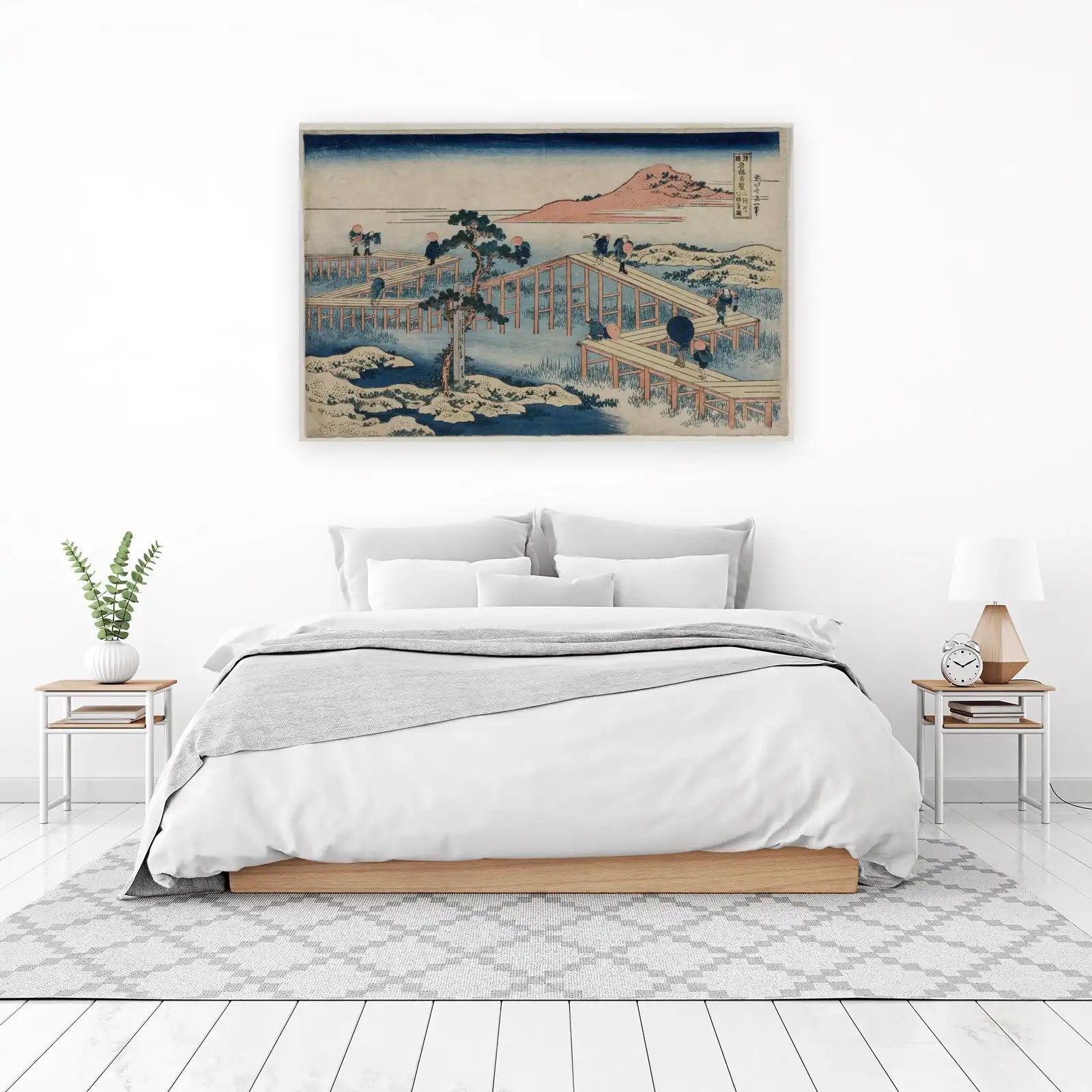 Japanese Woodblock Bridge Scene Wall Art