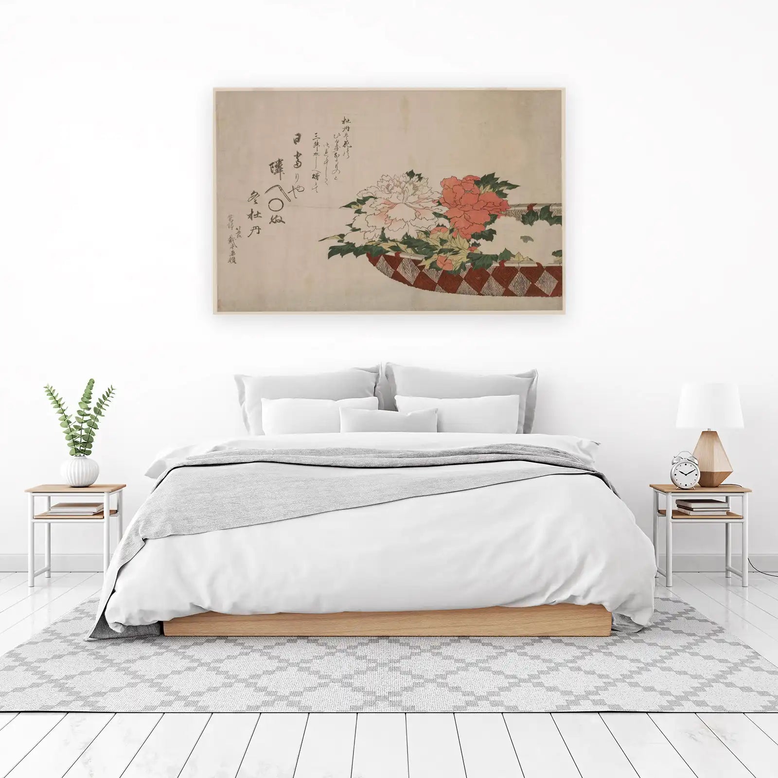 Japanese Peony Blossom Basket Wall Art