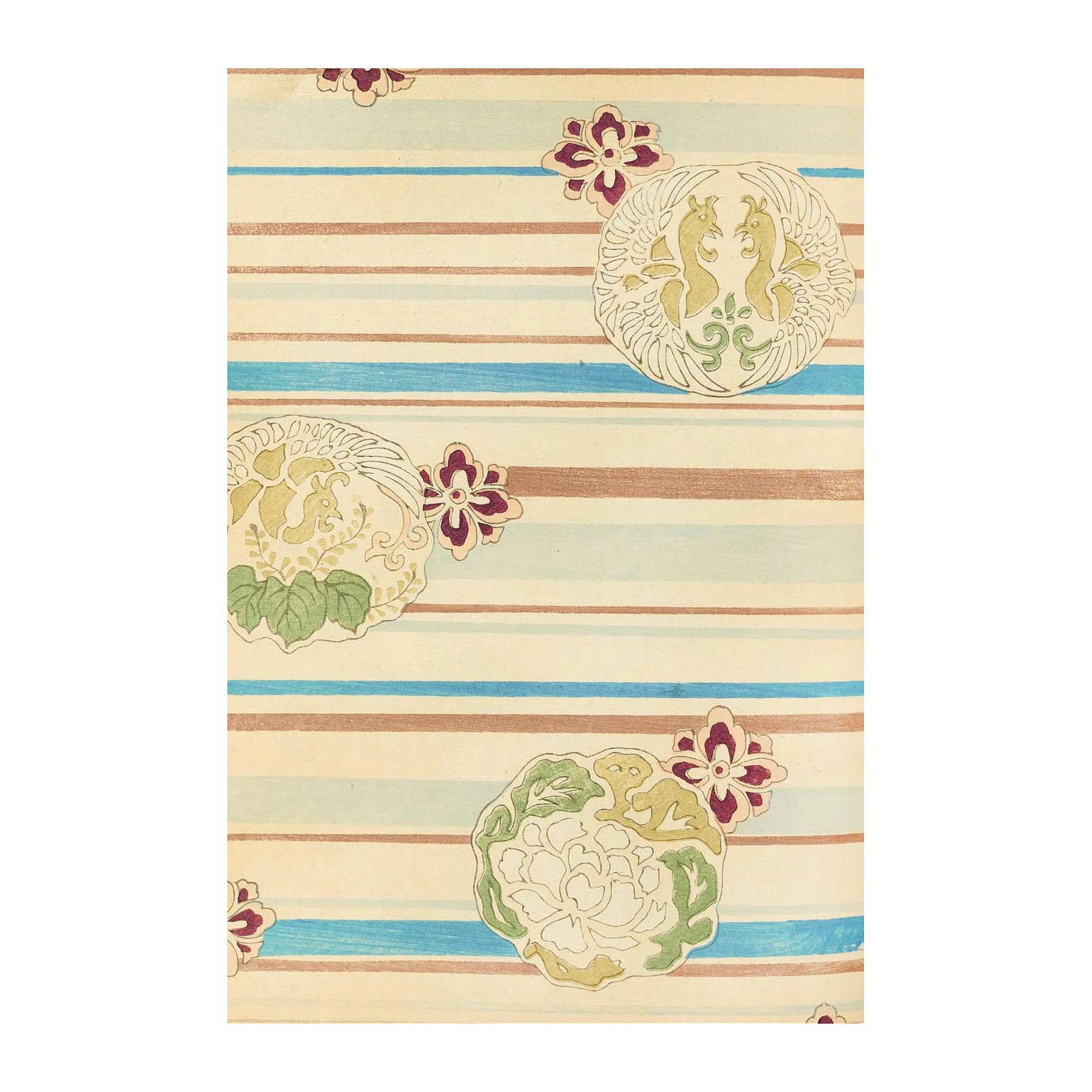 Vintage Asian Phoenix & Floral Wall Art