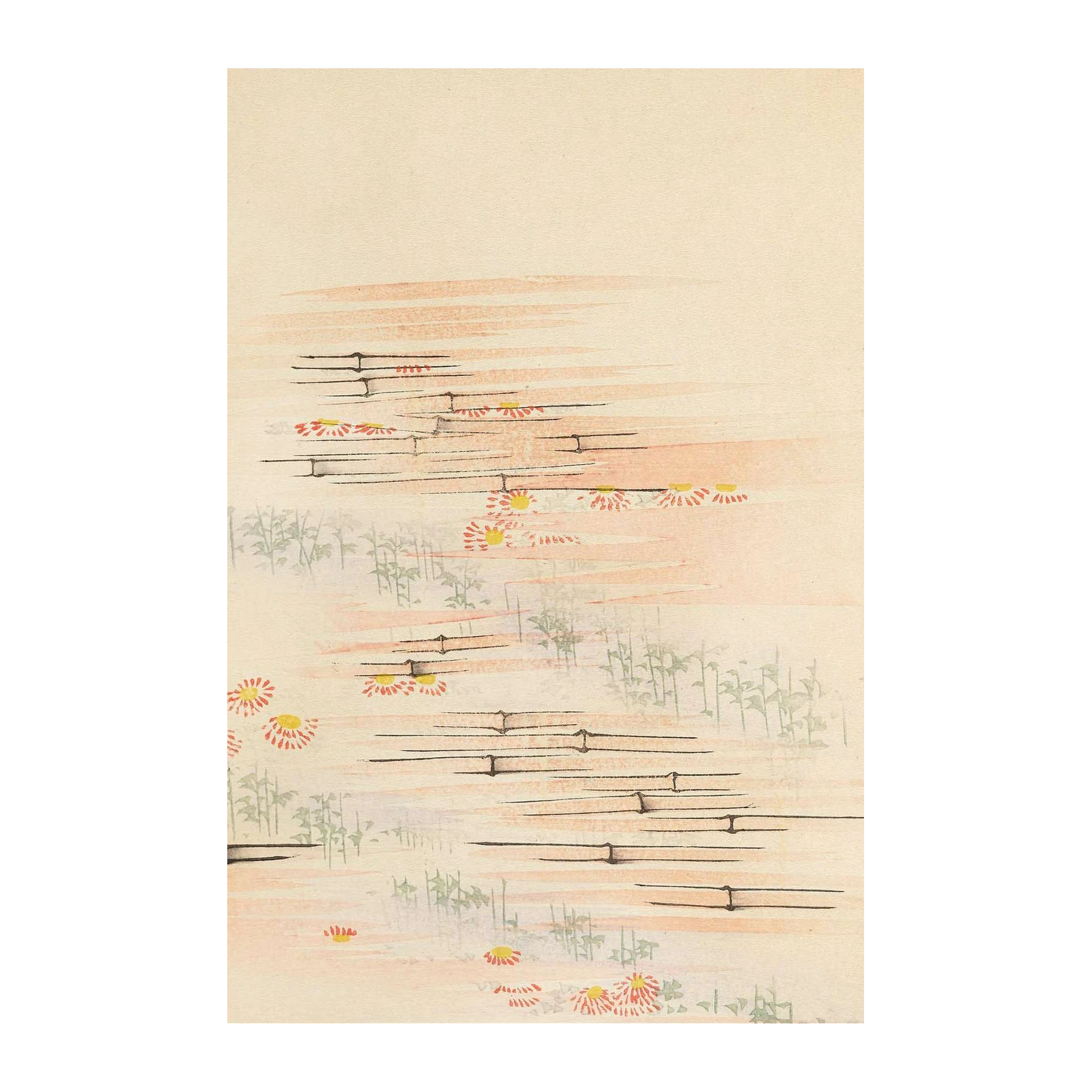 Serene Chrysanthemums on Water Wall Art