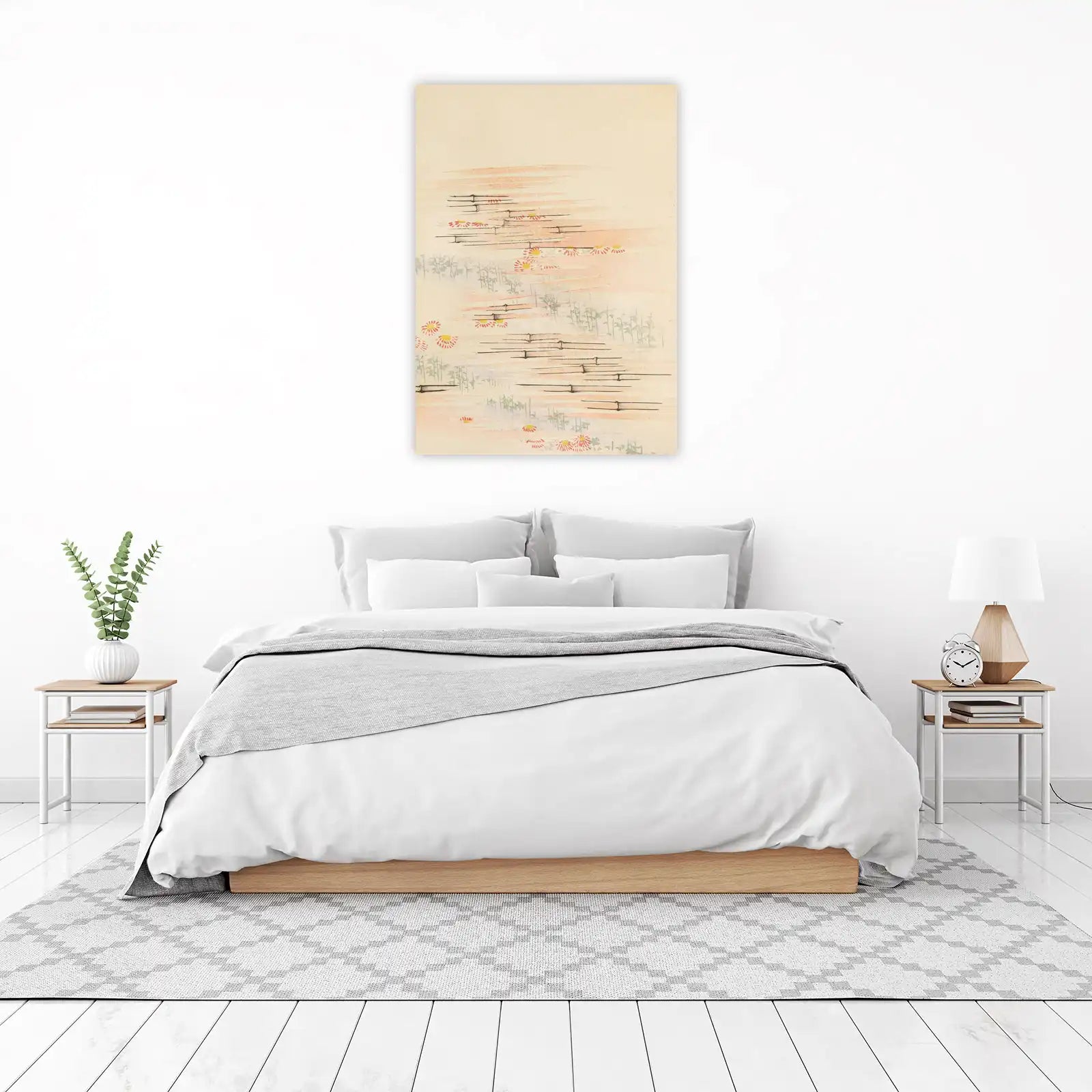 Serene Chrysanthemums on Water Wall Art