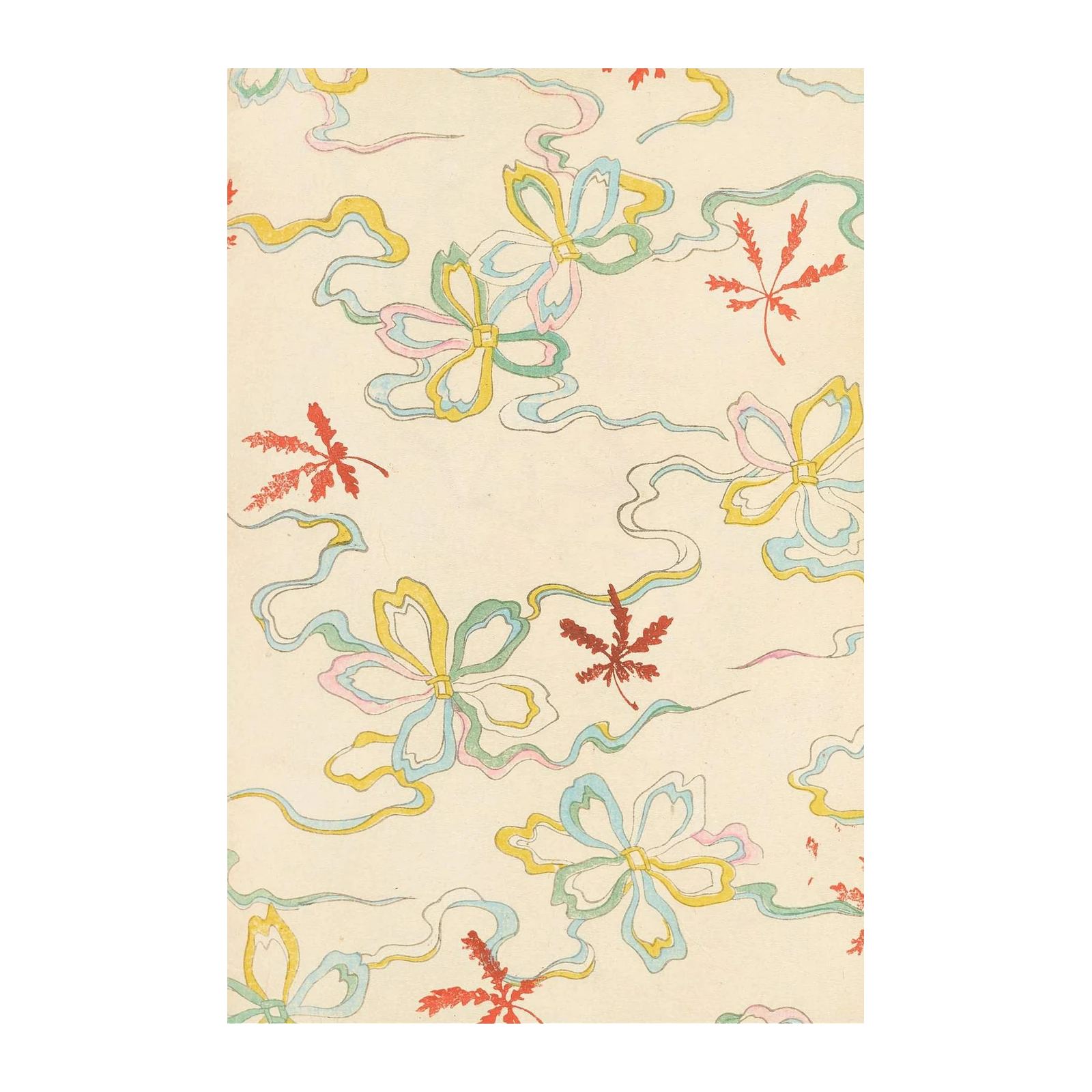 Vintage Ribbon & Floral Japanese Wall Art
