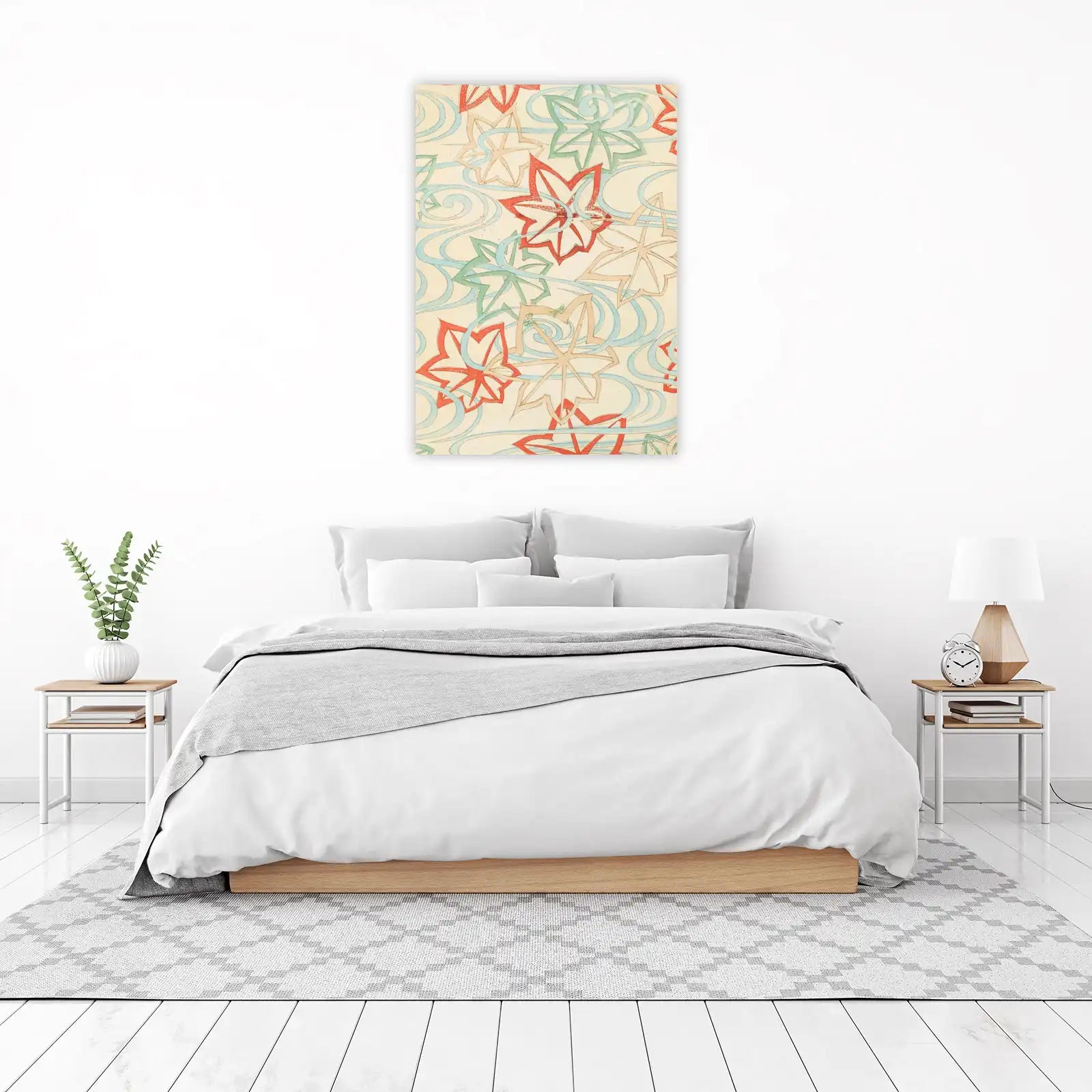 Japanese Maple Leaf Water Waves Wall Art