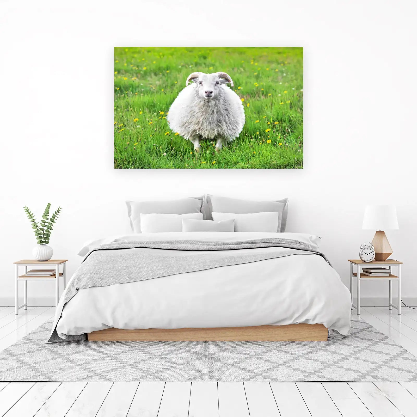 Fluffy Sheep in Meadow Wall Art