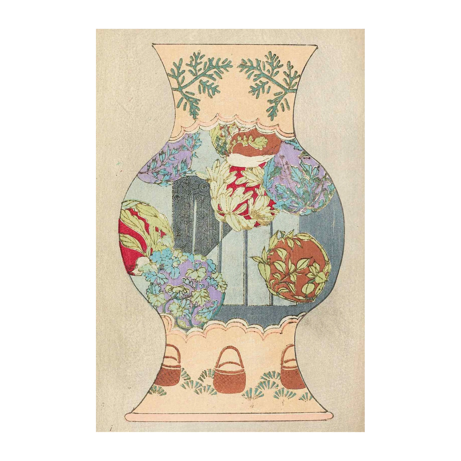 Vintage Floral Vase Japanese Art Wall Art