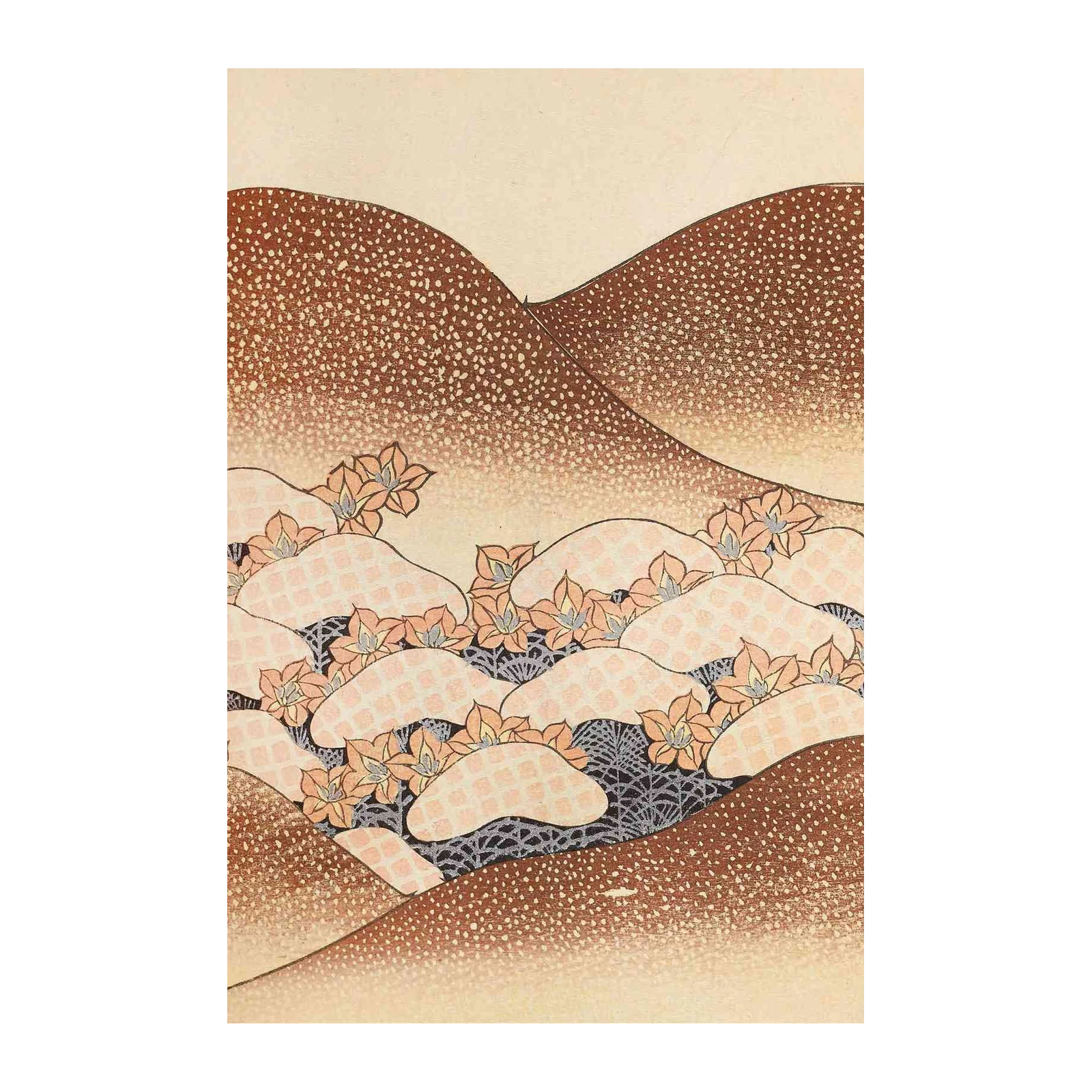 Serene Hills & Flowers Japanese Art Wall Art