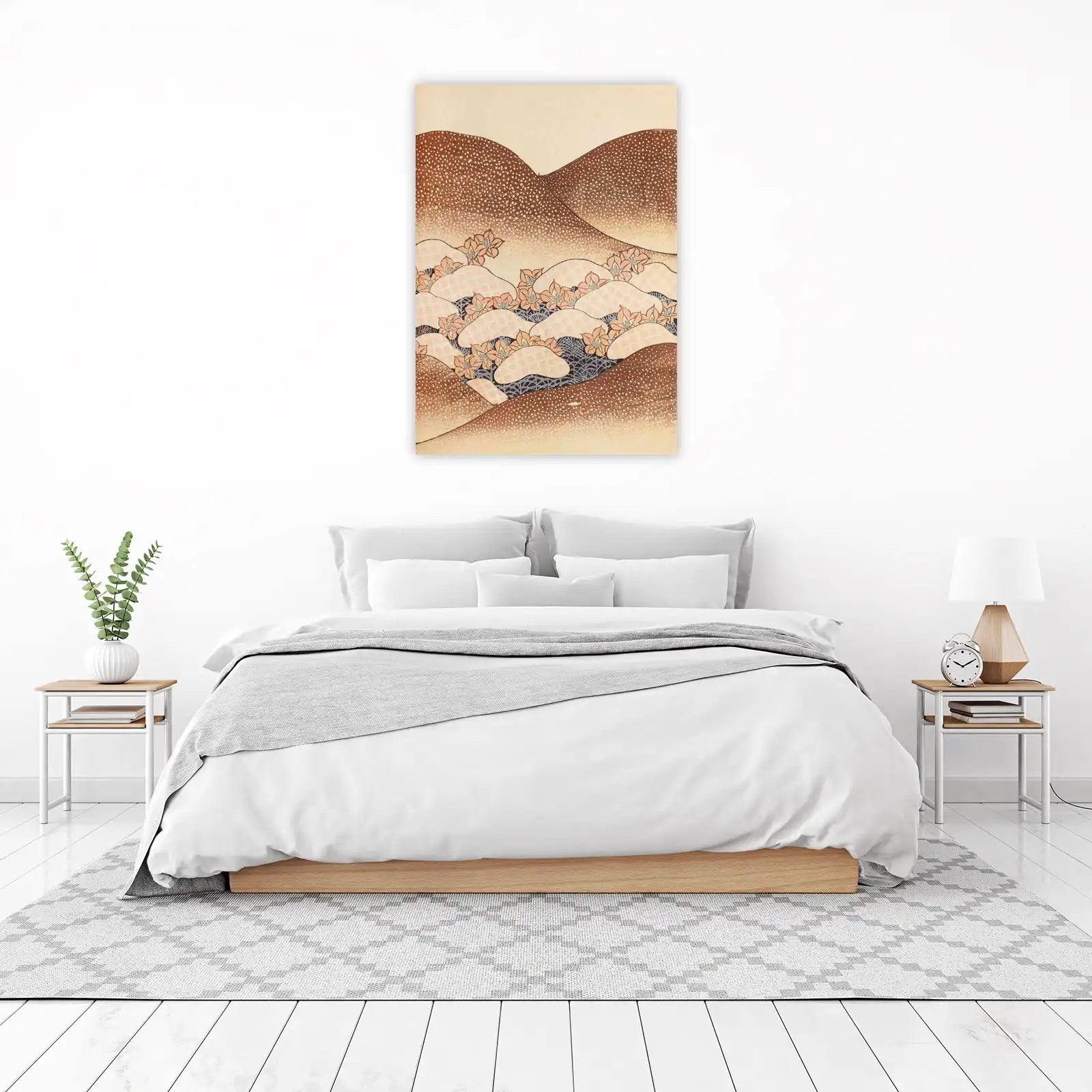 Serene Hills & Flowers Japanese Art Wall Art