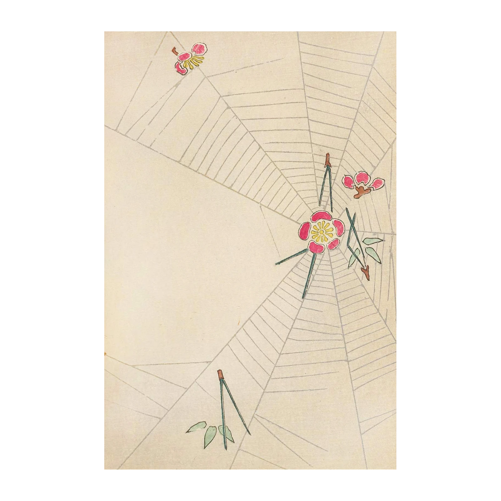 Elegant Plum Blossom Spiderweb Wall Art