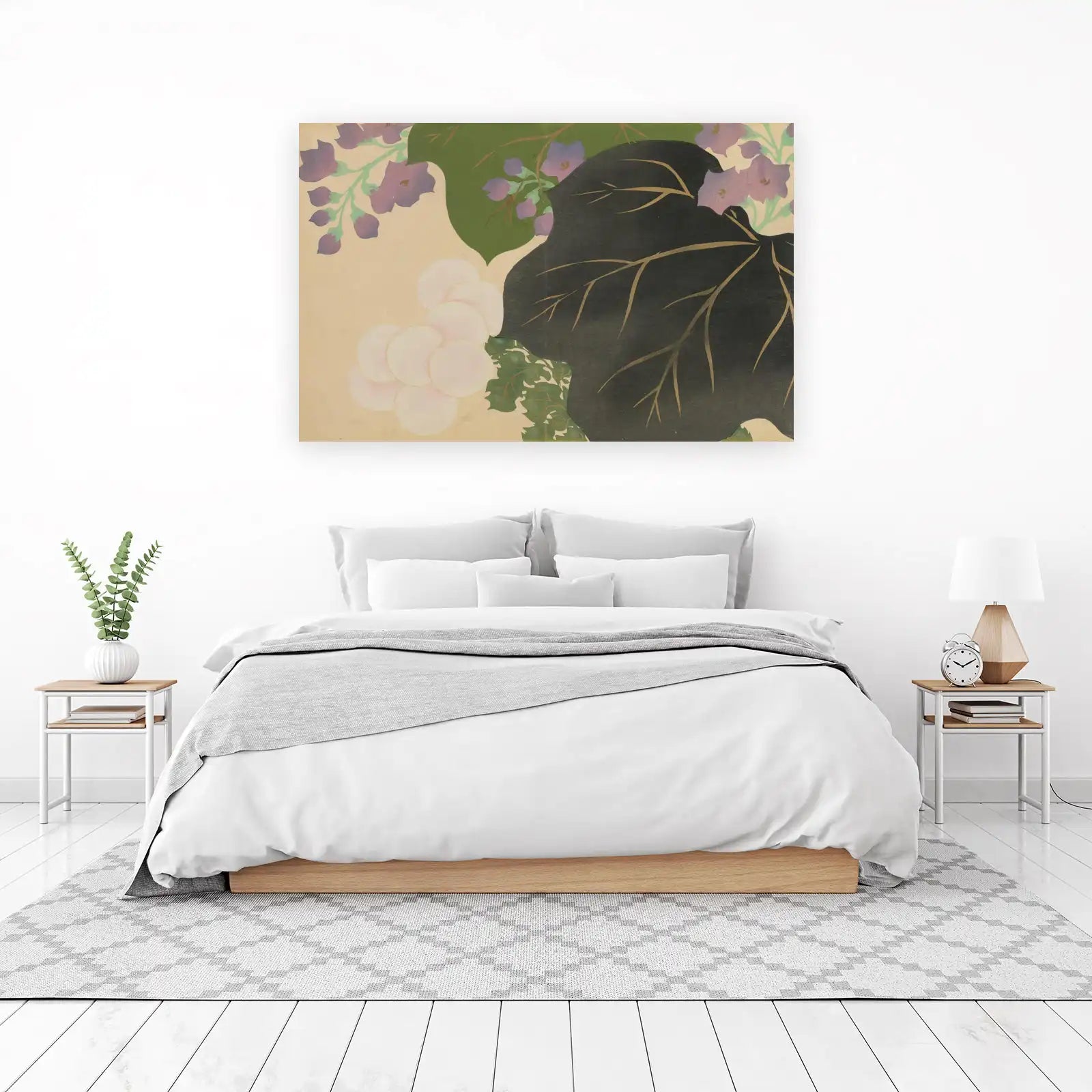 Japanese Botanical Art Purple Flowers Wall Art