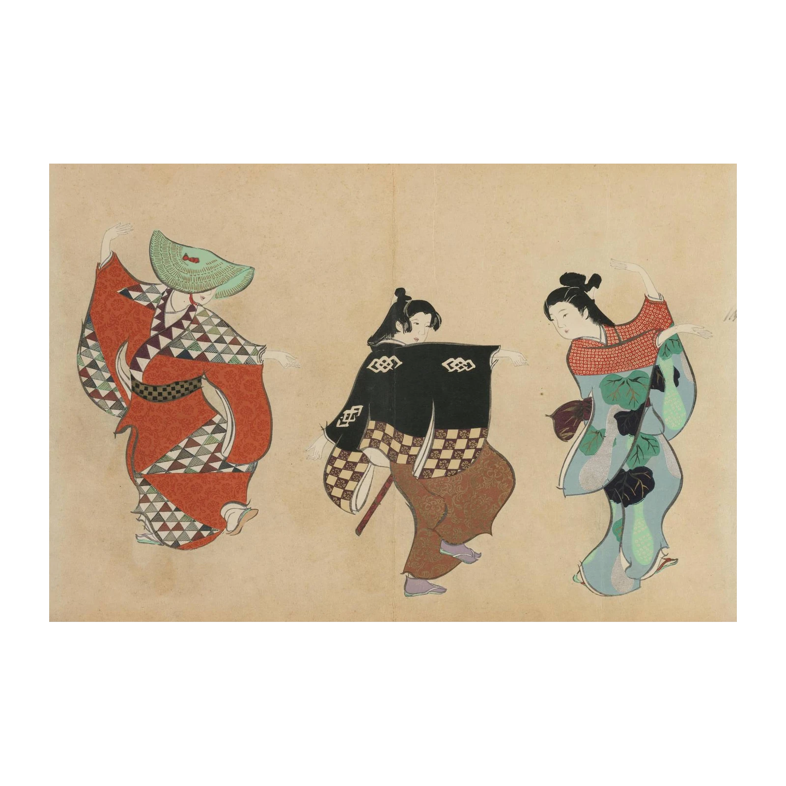 Ukiyo-e Dancers Japanese Art Wall Art