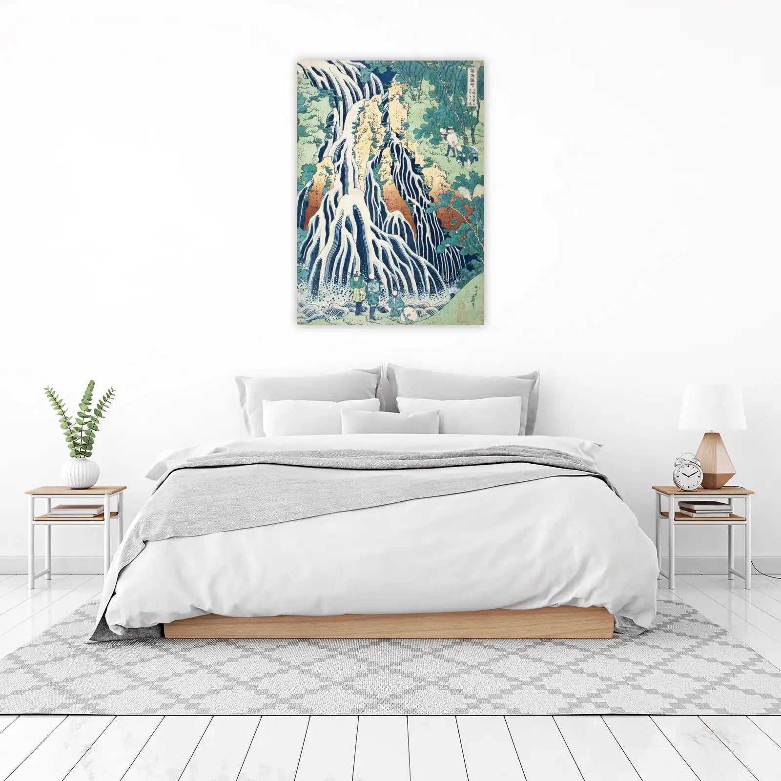 Majestic Waterfall Landscape Japanese Woodblock Print Wall Art
