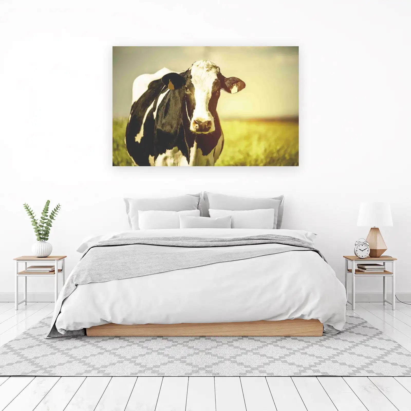Gentle Cow Portrait Black & White Wall Art
