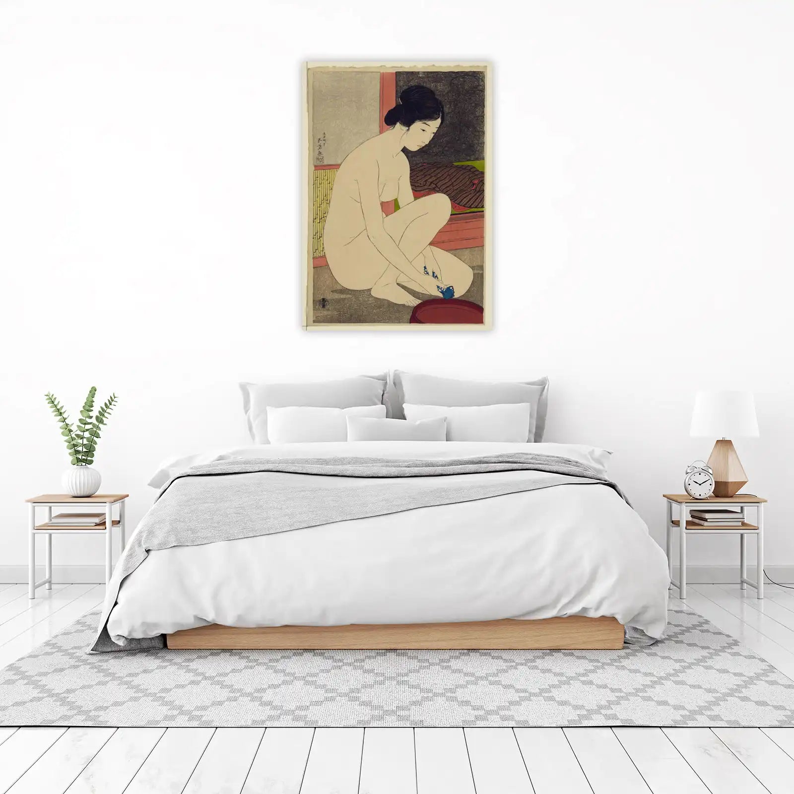 Elegant Geisha Bathing Scene Wall Art