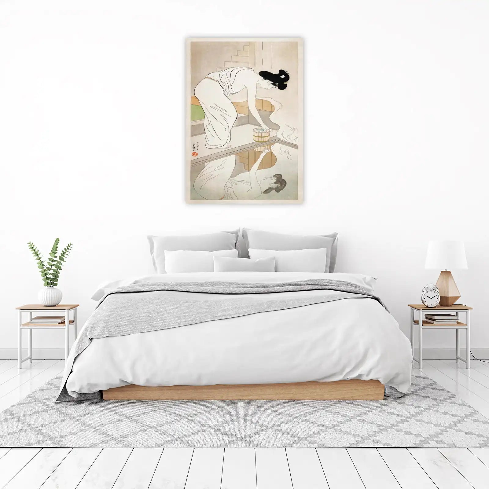 Serene Bathing Scene Japanese Art Wall Art
