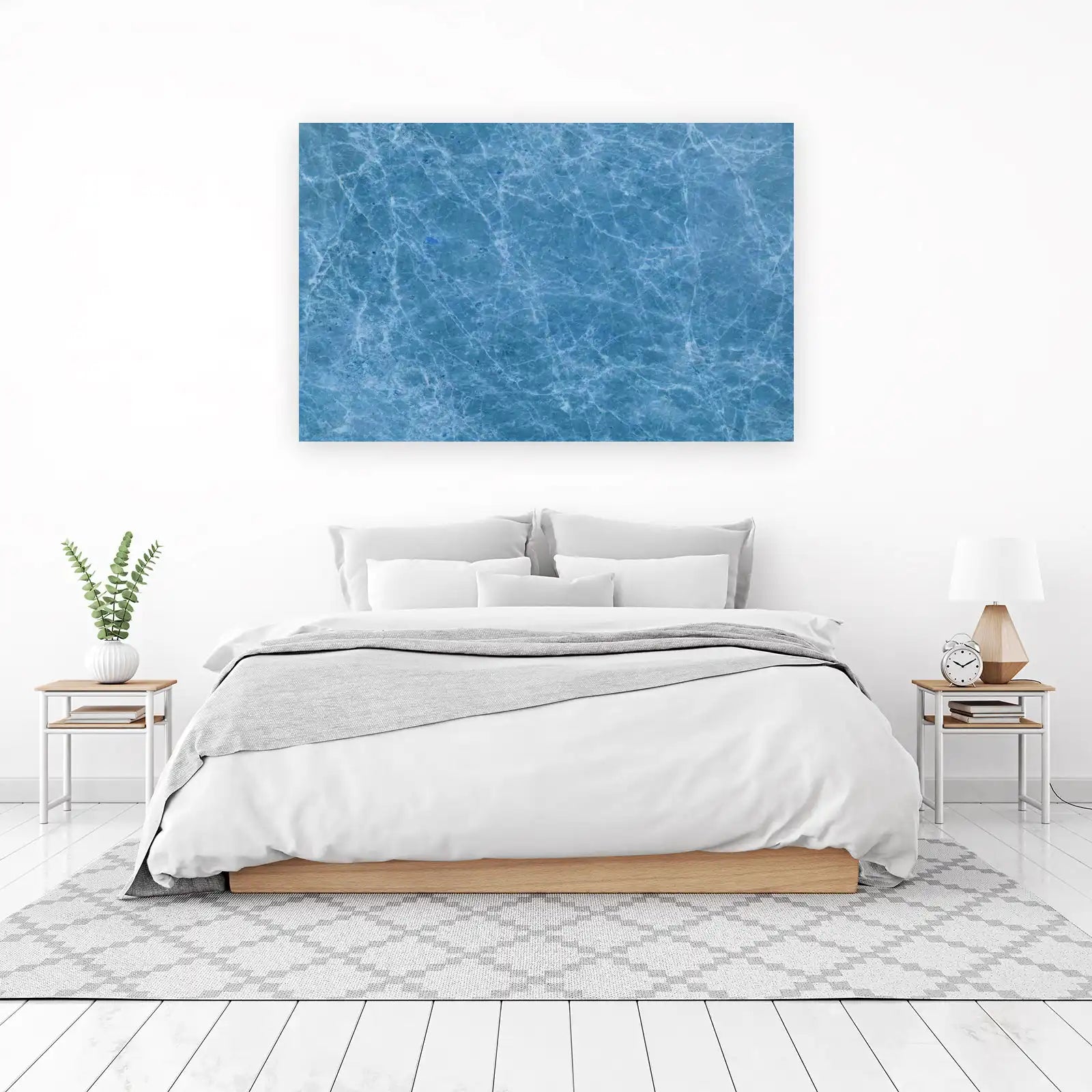 Serene Blue Marble Texture Wall Art