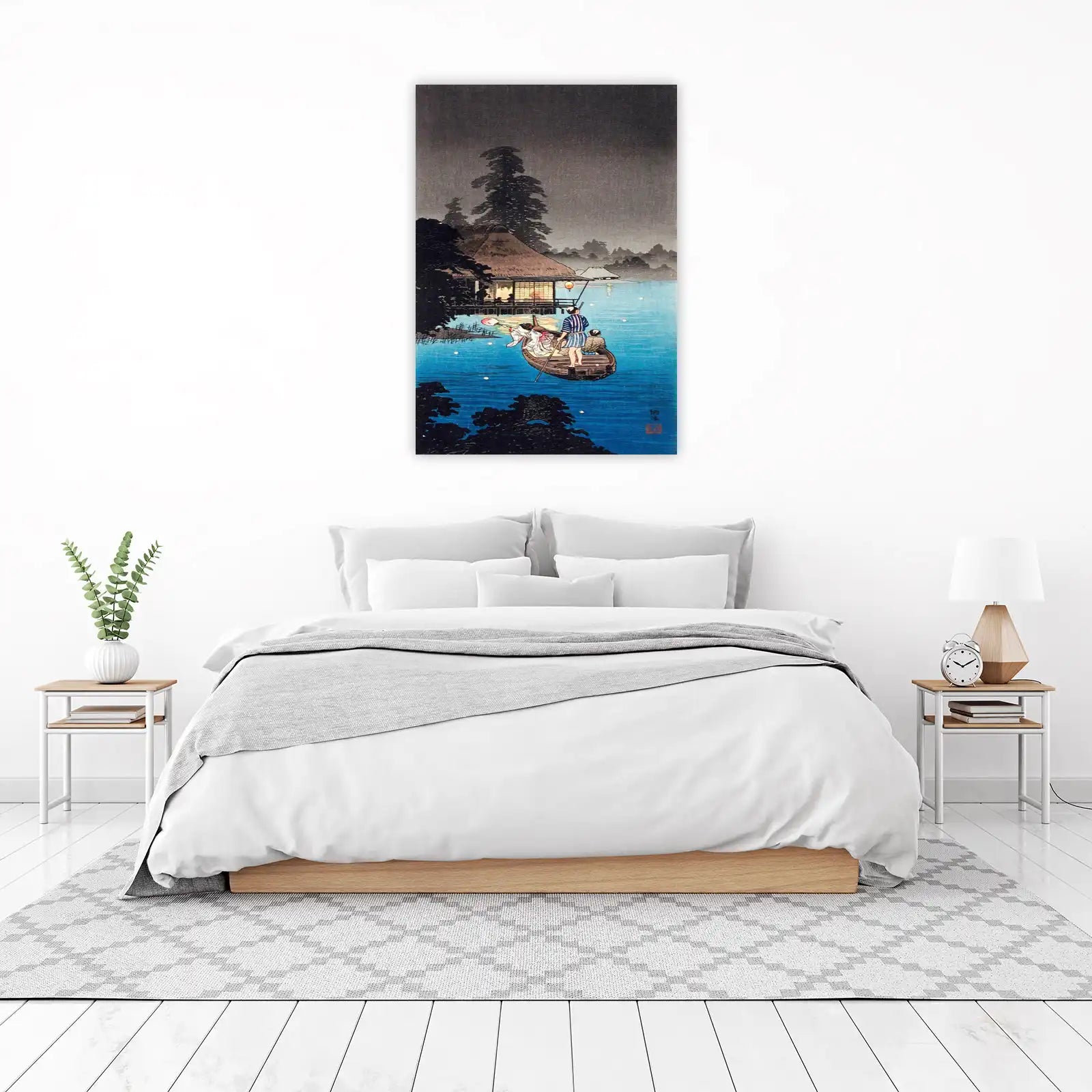 Serene Japanese Evening Boat Ride Wall Art