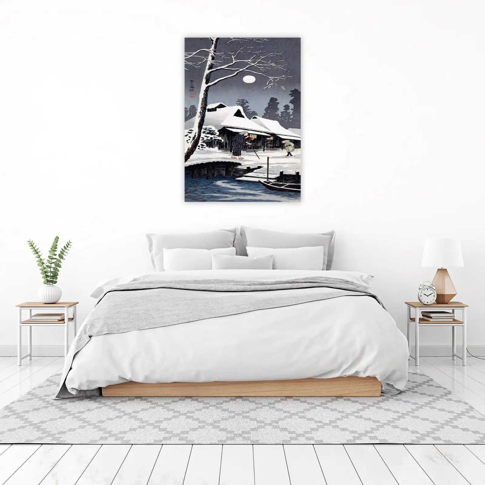Japanese Winter Moonlit Night Wall Art
