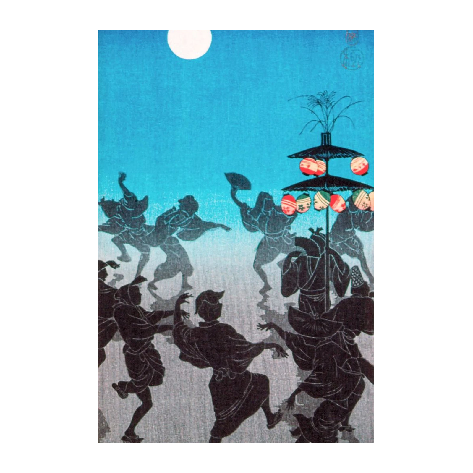 Japanese Moonlit Festival Dancers Wall Art