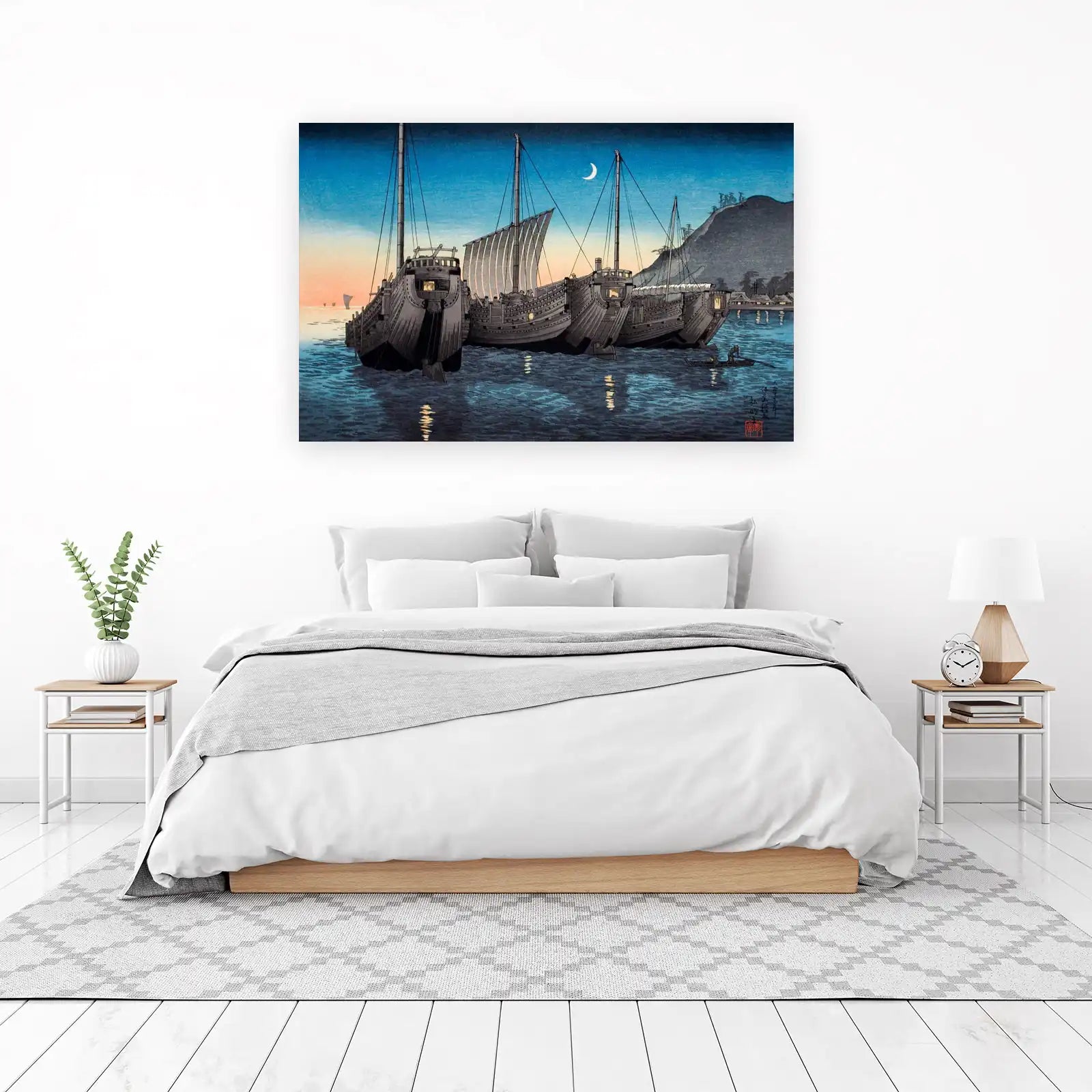Serene Harbor: Japanese Boats Wall Art