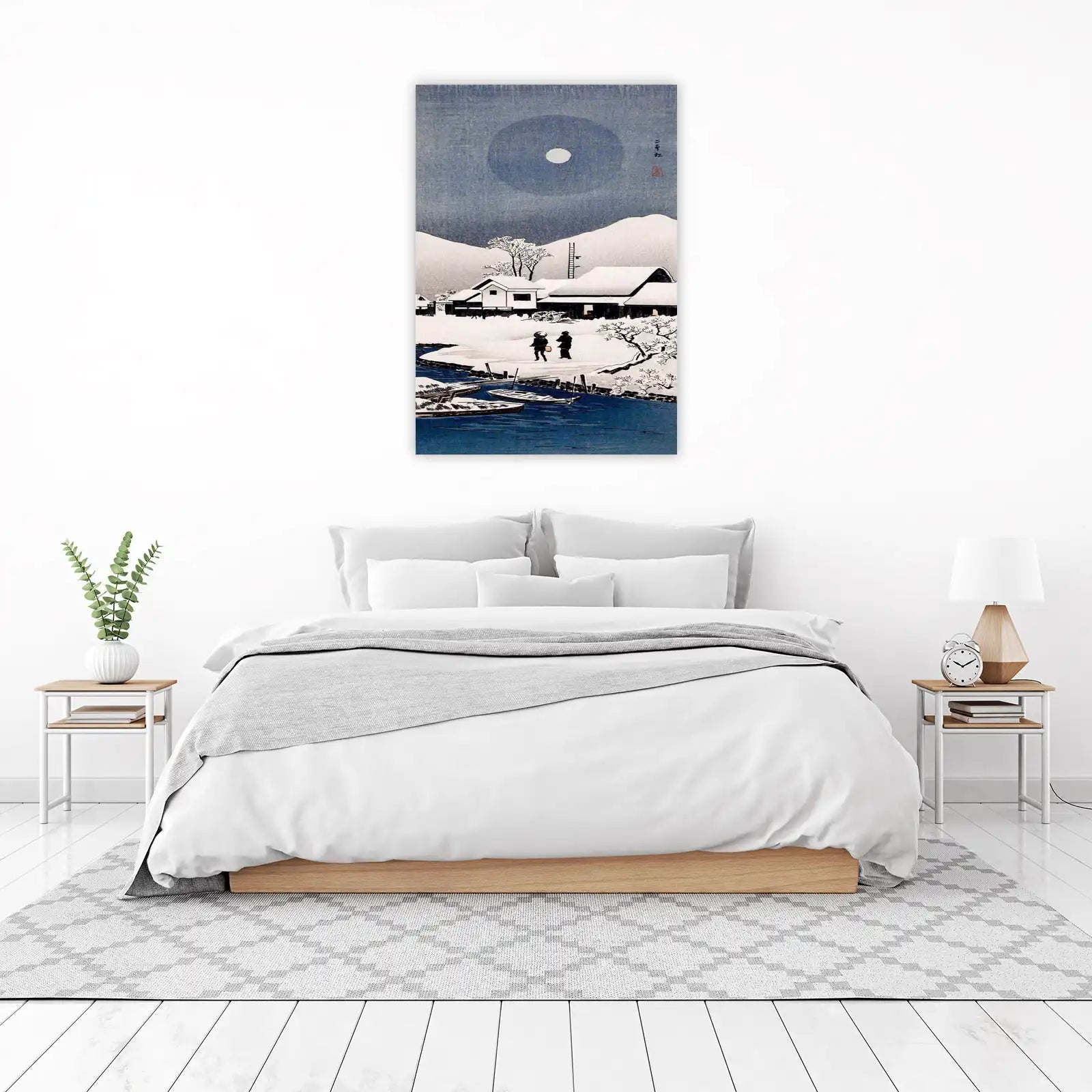 Serene Winter Moonscape Japanese Art Wall Art
