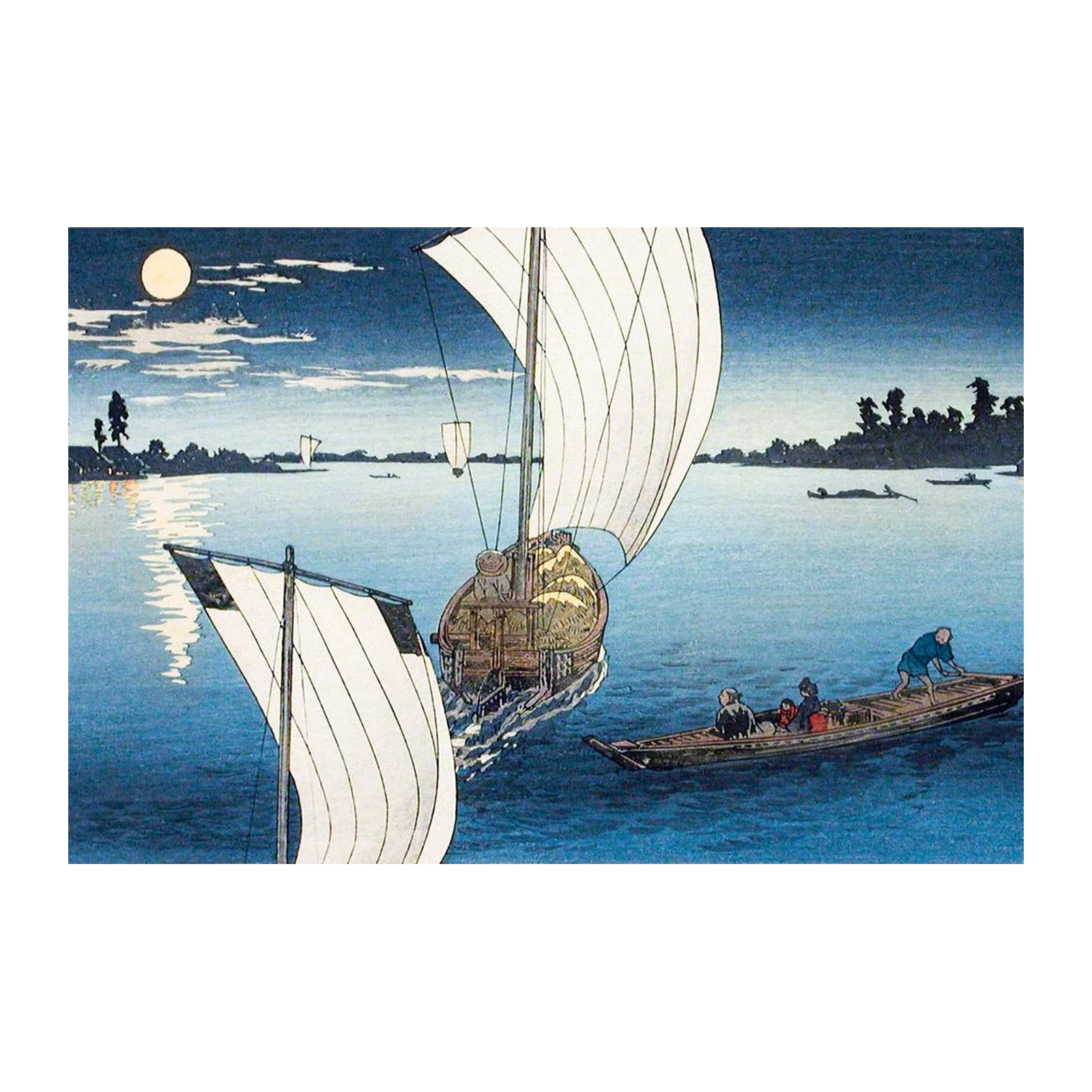 Serene Moonlit River Journey Wall Art