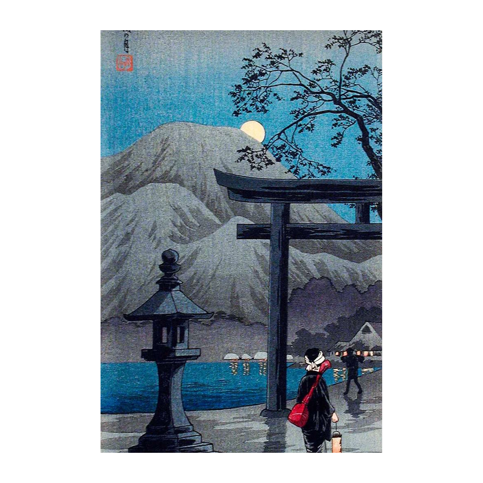 Serene Moonlight Japanese Landscape Wall Art