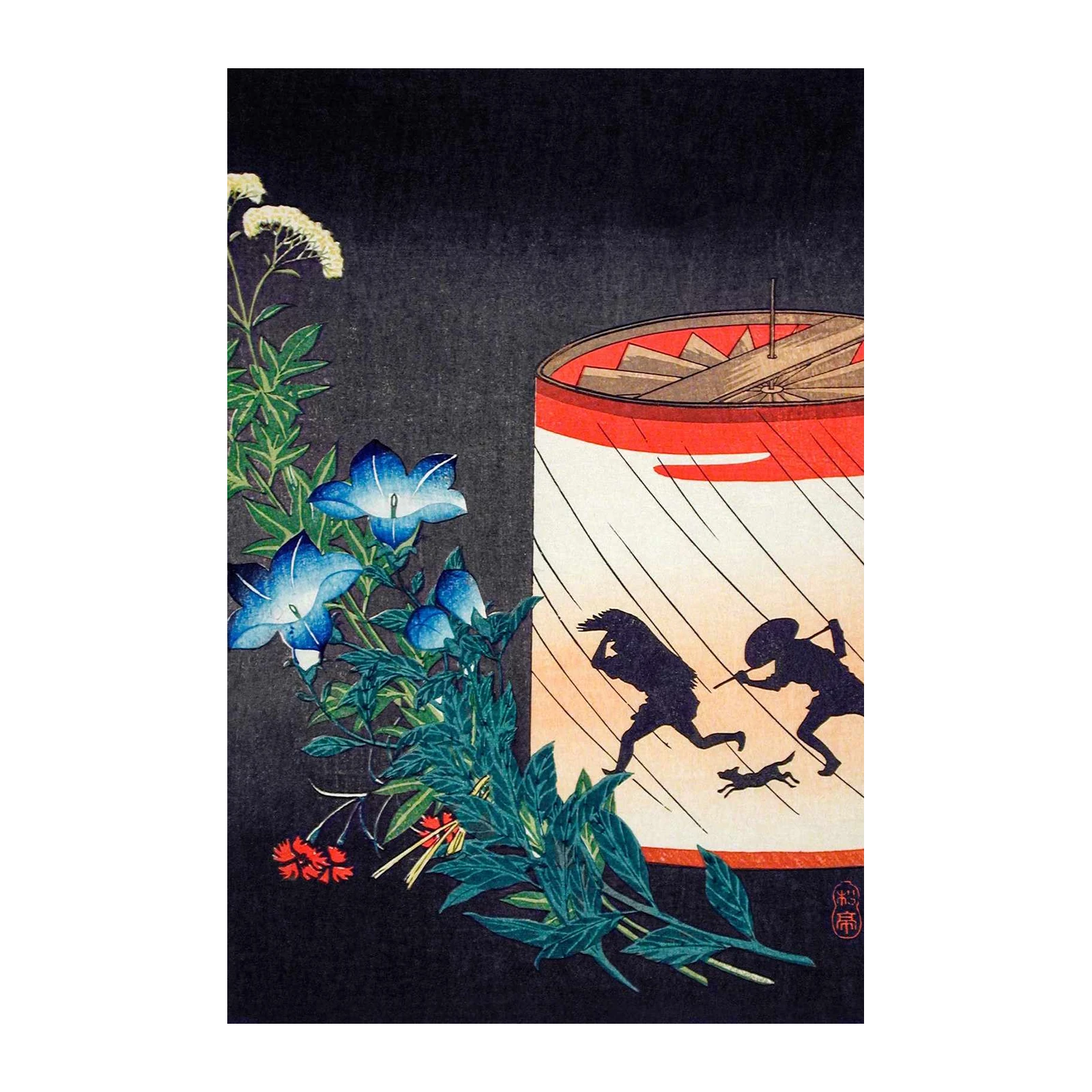 Japanese Bellflowers & Figures Wall Art