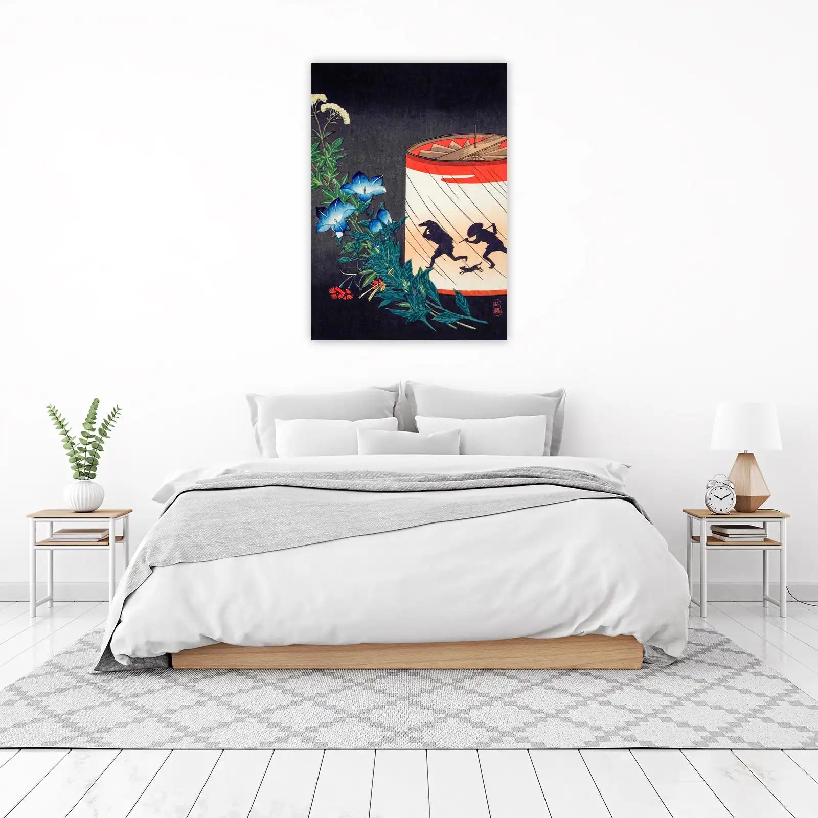 Japanese Bellflowers & Figures Wall Art