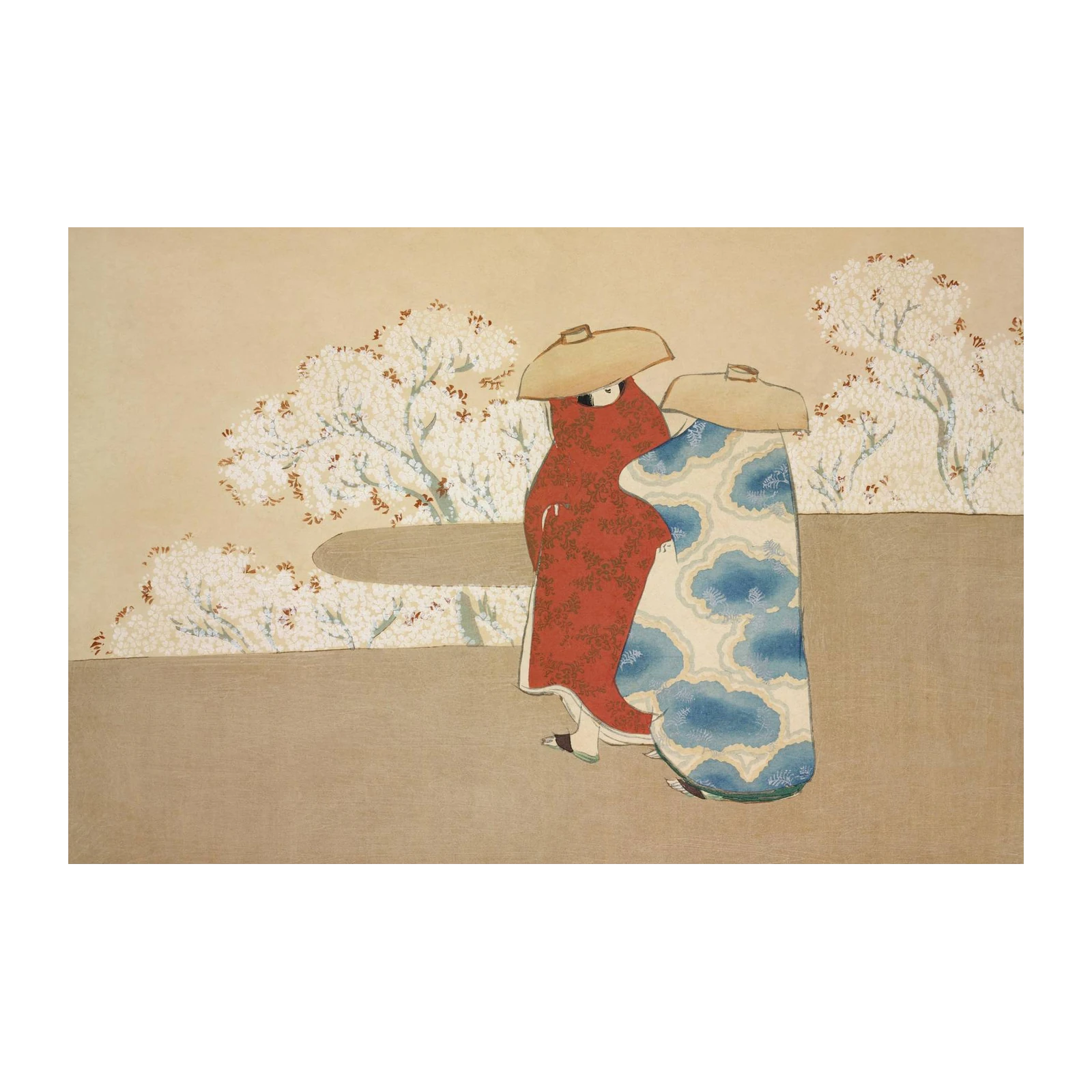 Serene Geishas Cherry Blossom Wall Art
