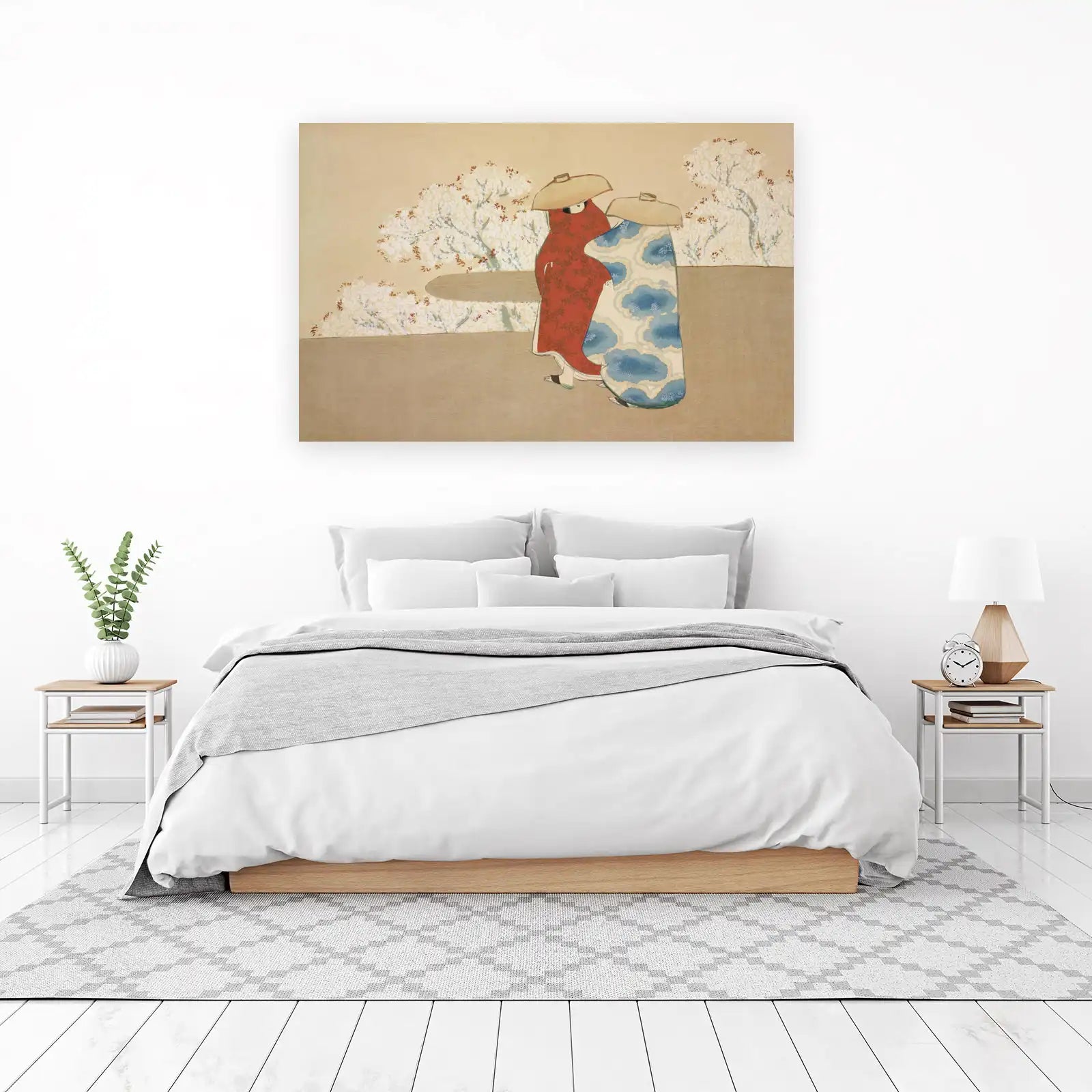 Serene Geishas Cherry Blossom Wall Art