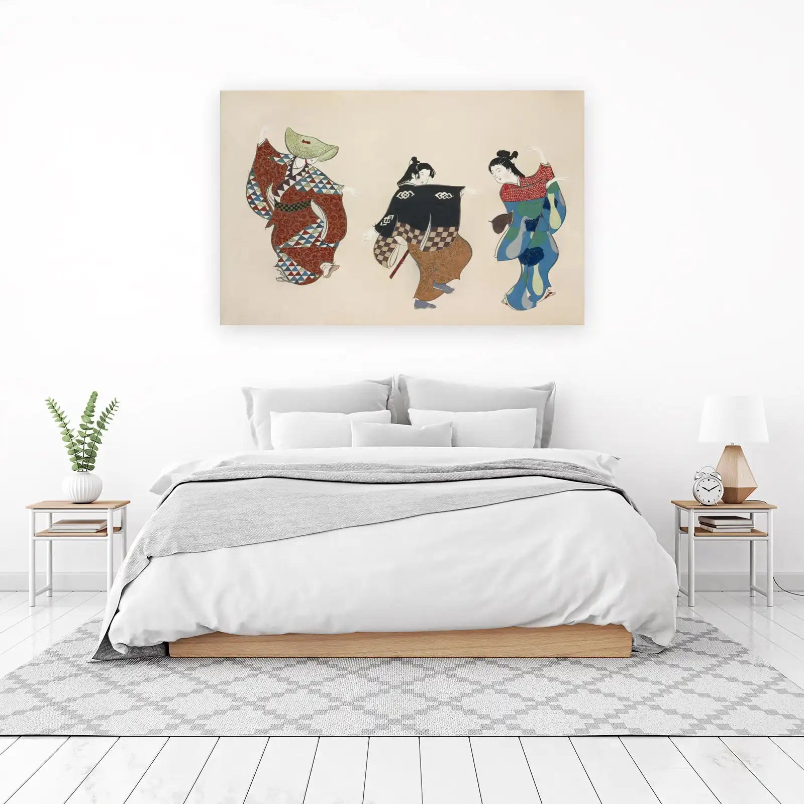 Japanese Dancers Vibrant Kimono Wall Art