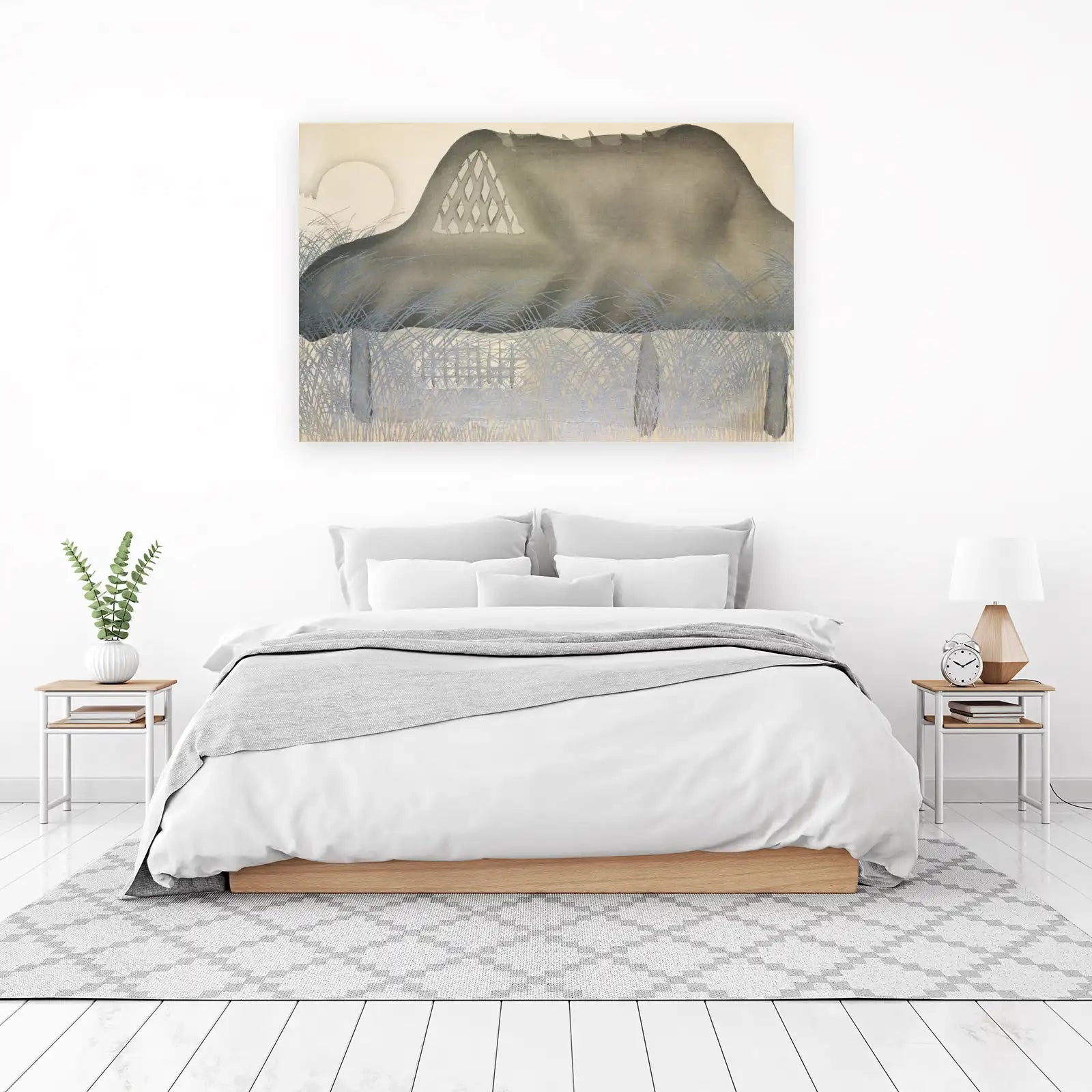 Serene Japanese Hut Landscape Wall Art