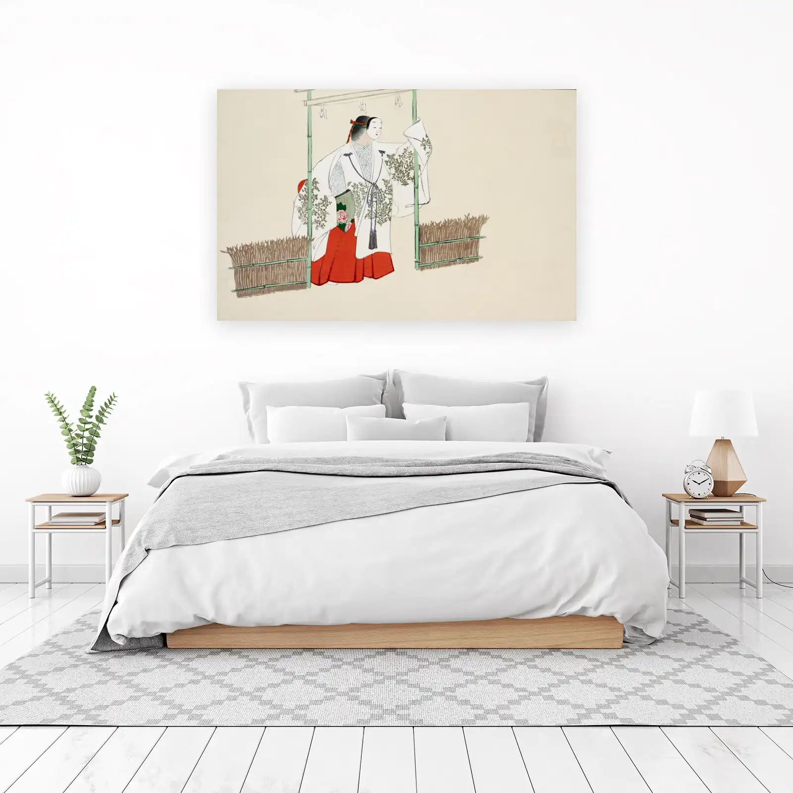Elegant Japanese Masked Figure Wall Art