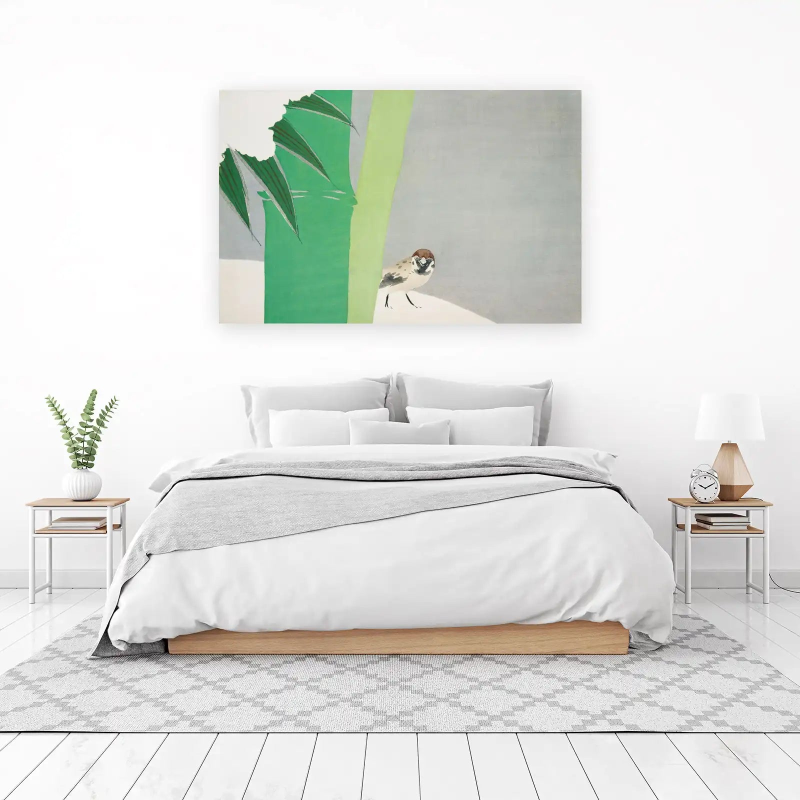 Peaceful Sparrow & Bamboo Zen Wall Art