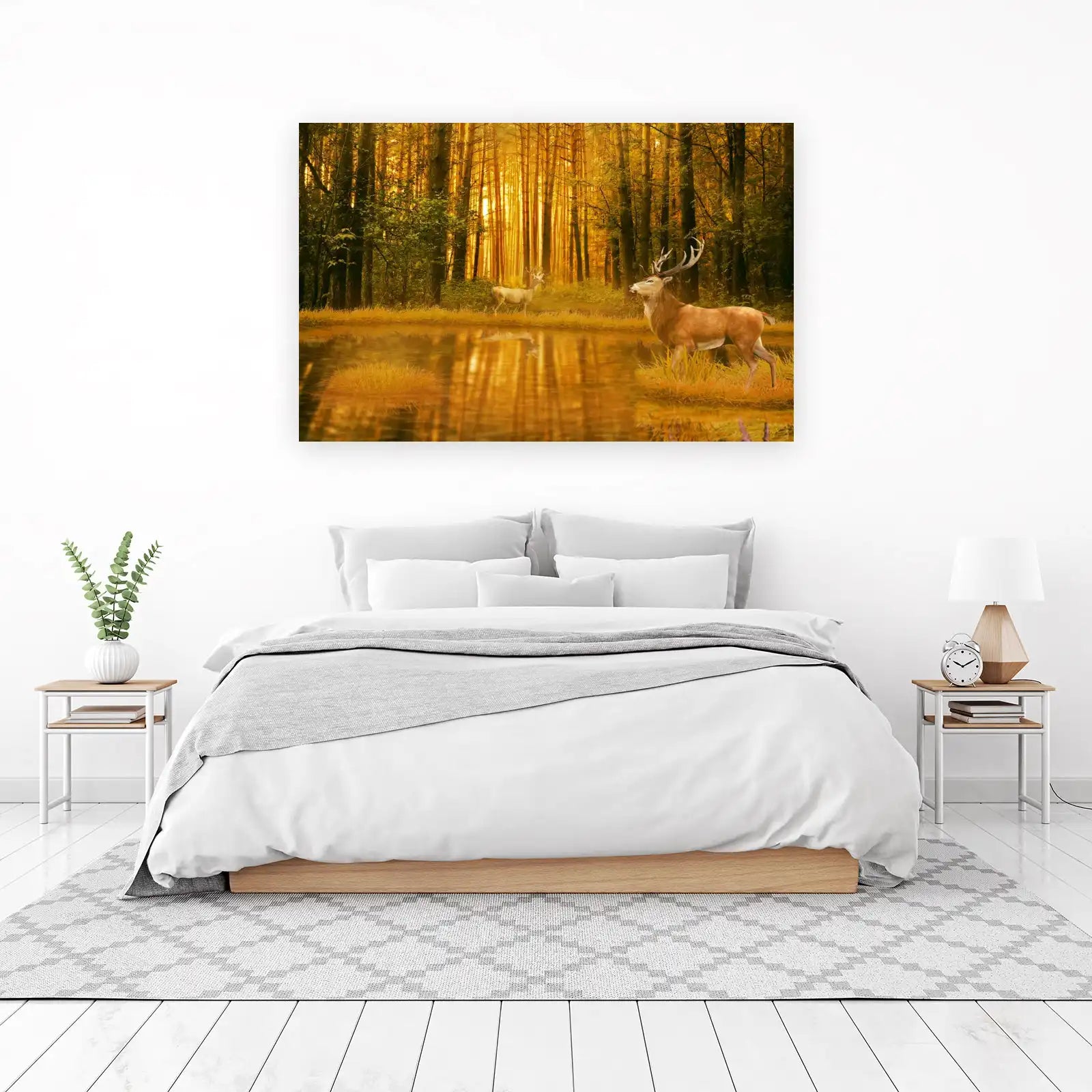Majestic Deer Forest Landscape Wall Art