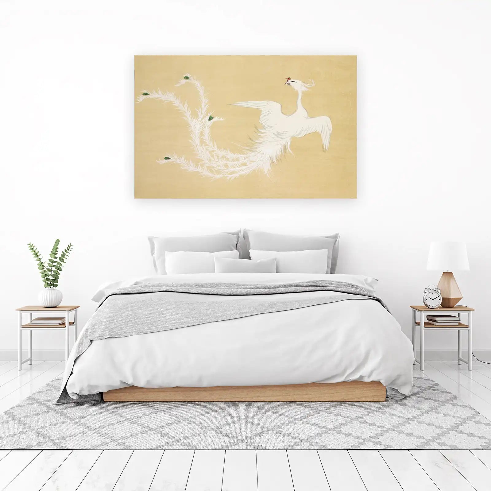 Elegant White Phoenix Artwork Wall Art