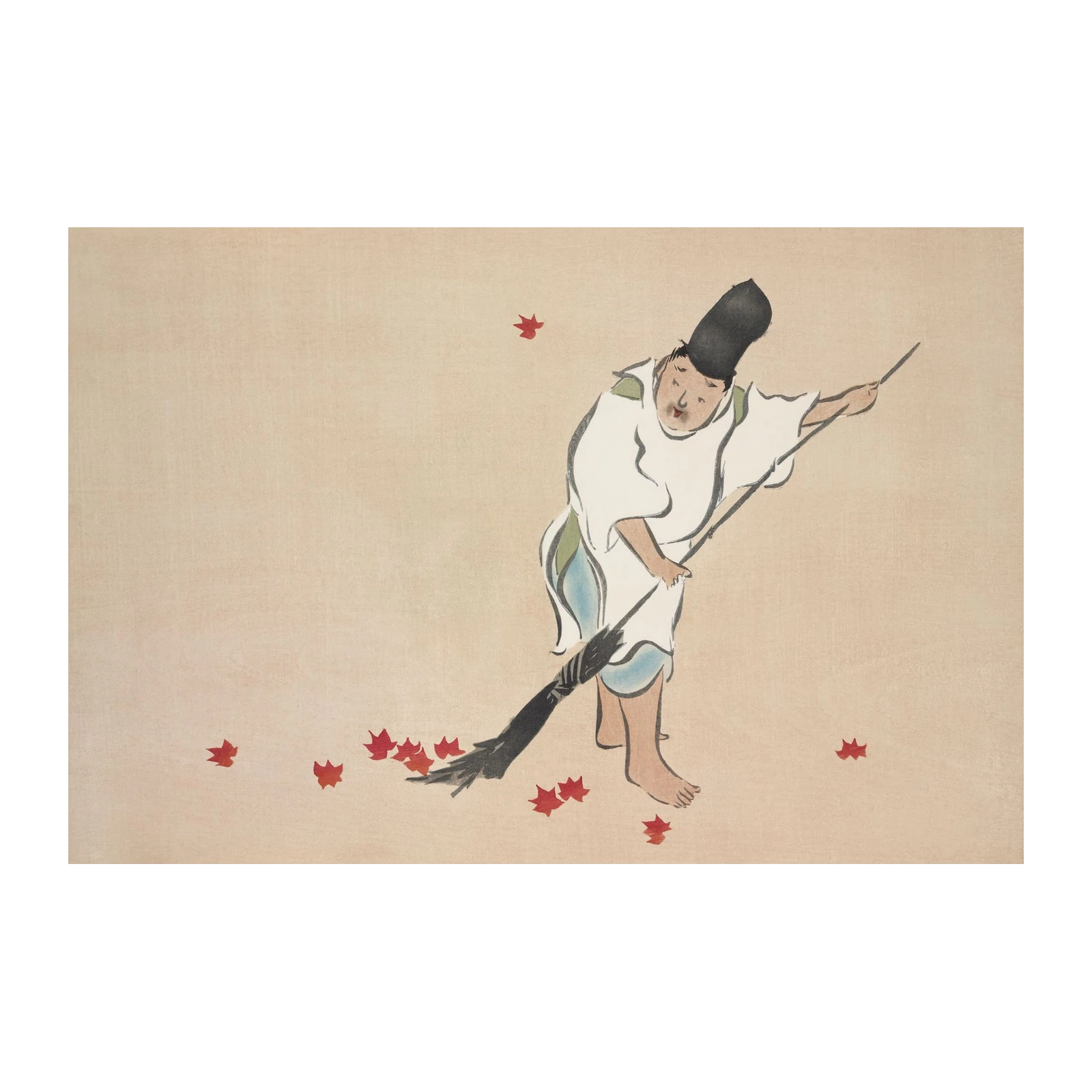 Zen Gardener Sweeping Leaves Wall Art
