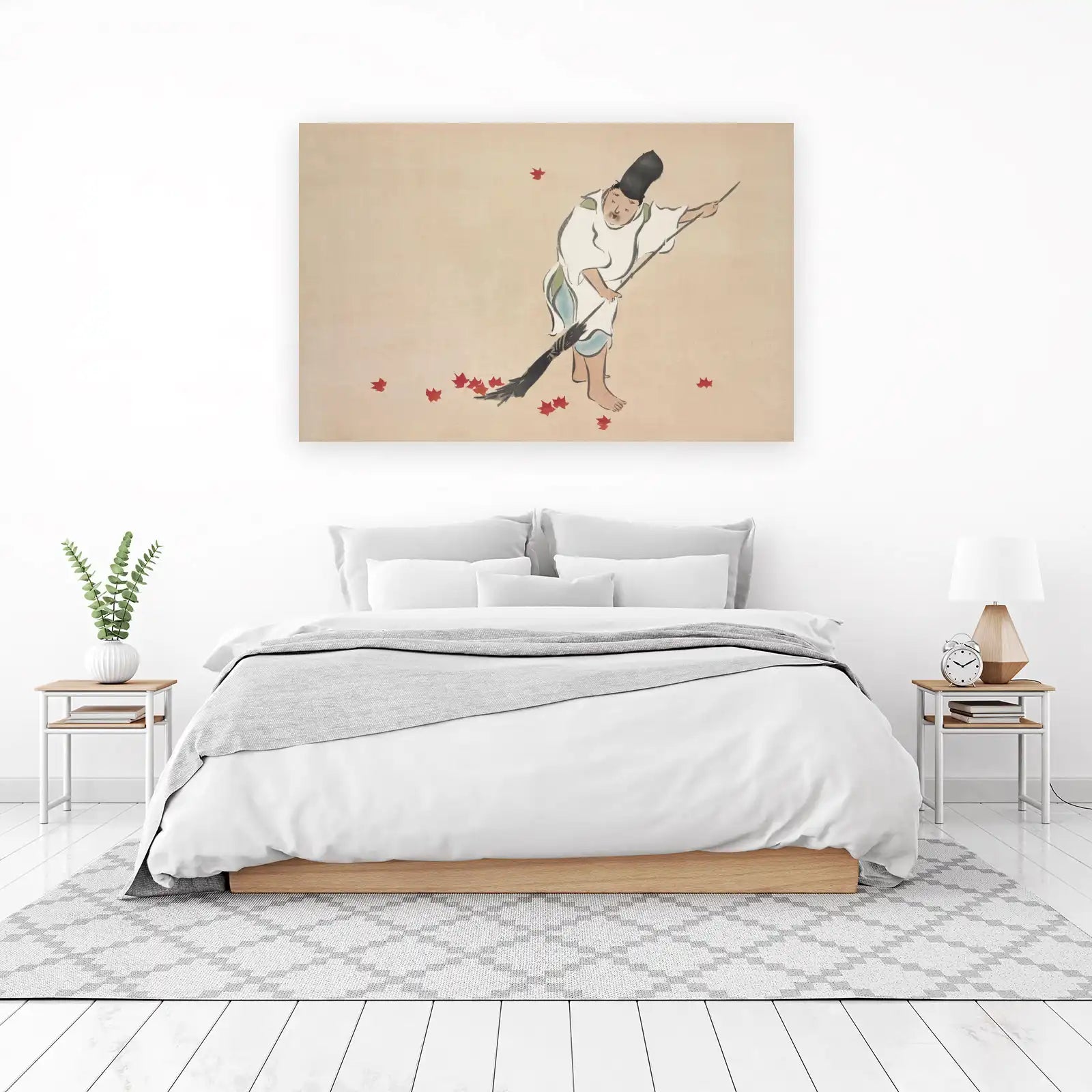 Zen Gardener Sweeping Leaves Wall Art