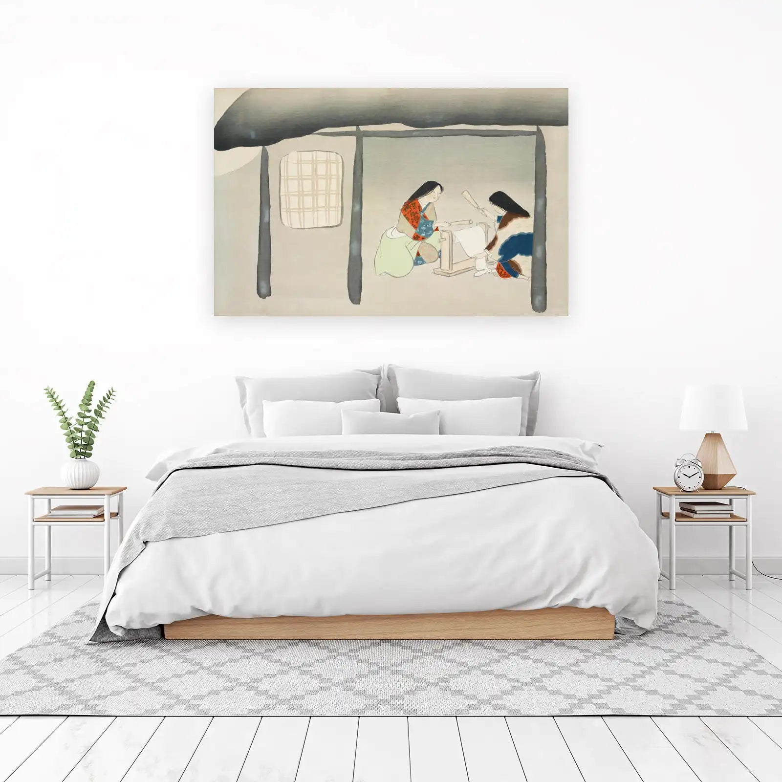 Serene Women Weaving Japanese Art Wall Art