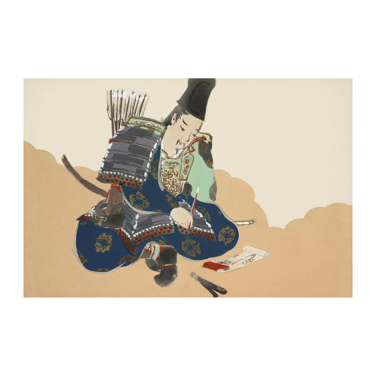 Samurai Warrior Writing Art Wall Art