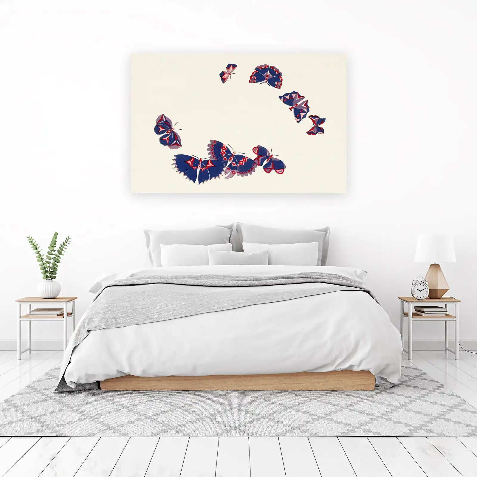 Elegant Butterfly Swirl Blue & Red Wall Art