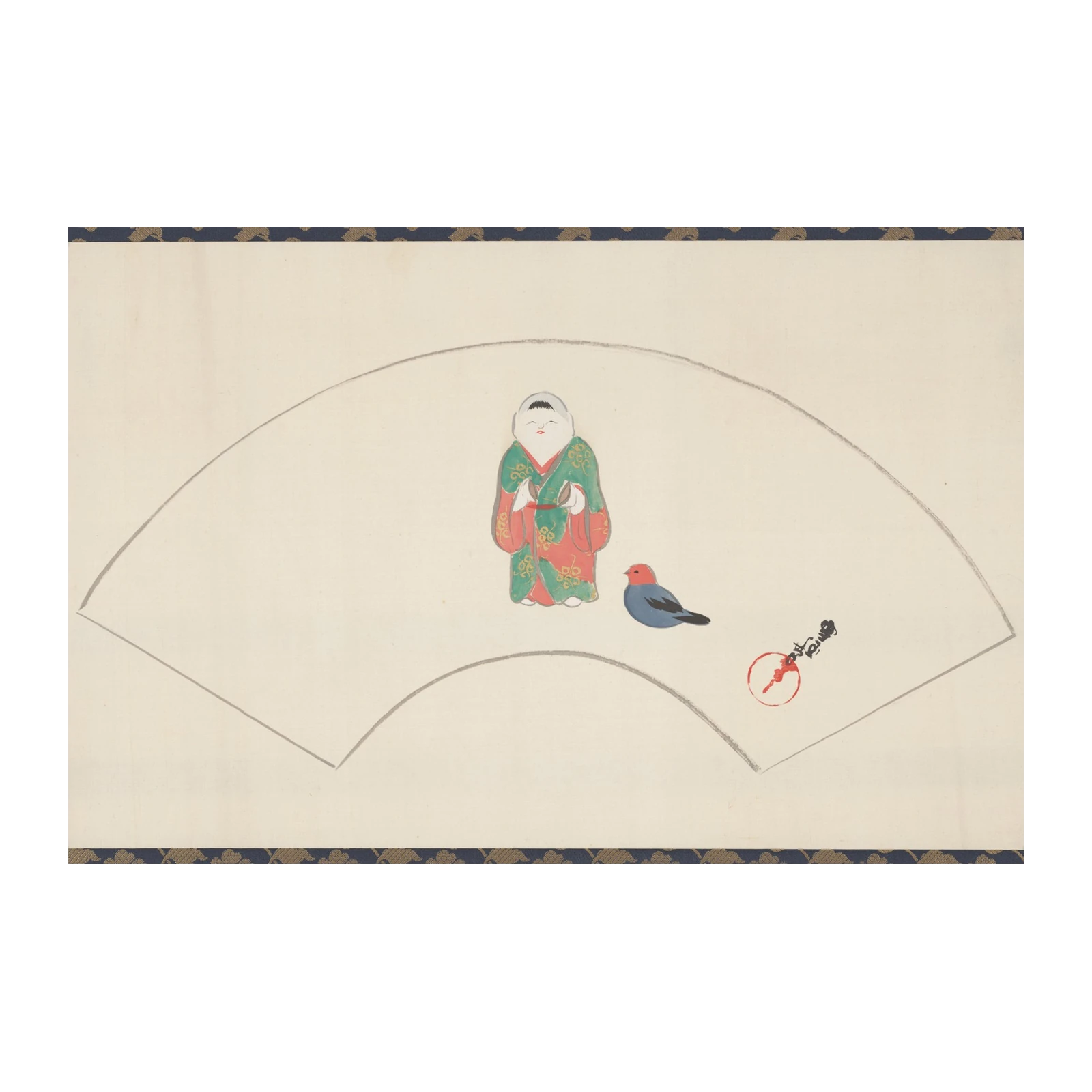 Zen Serenity: Japanese Daruma & Bird Wall Art