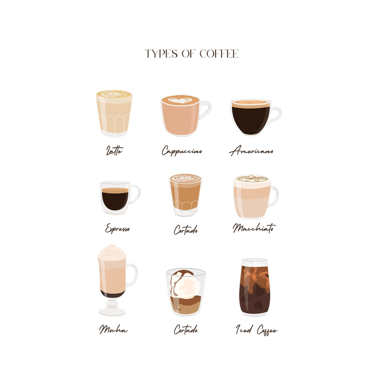 Coffee Types Illustrated Wall Art