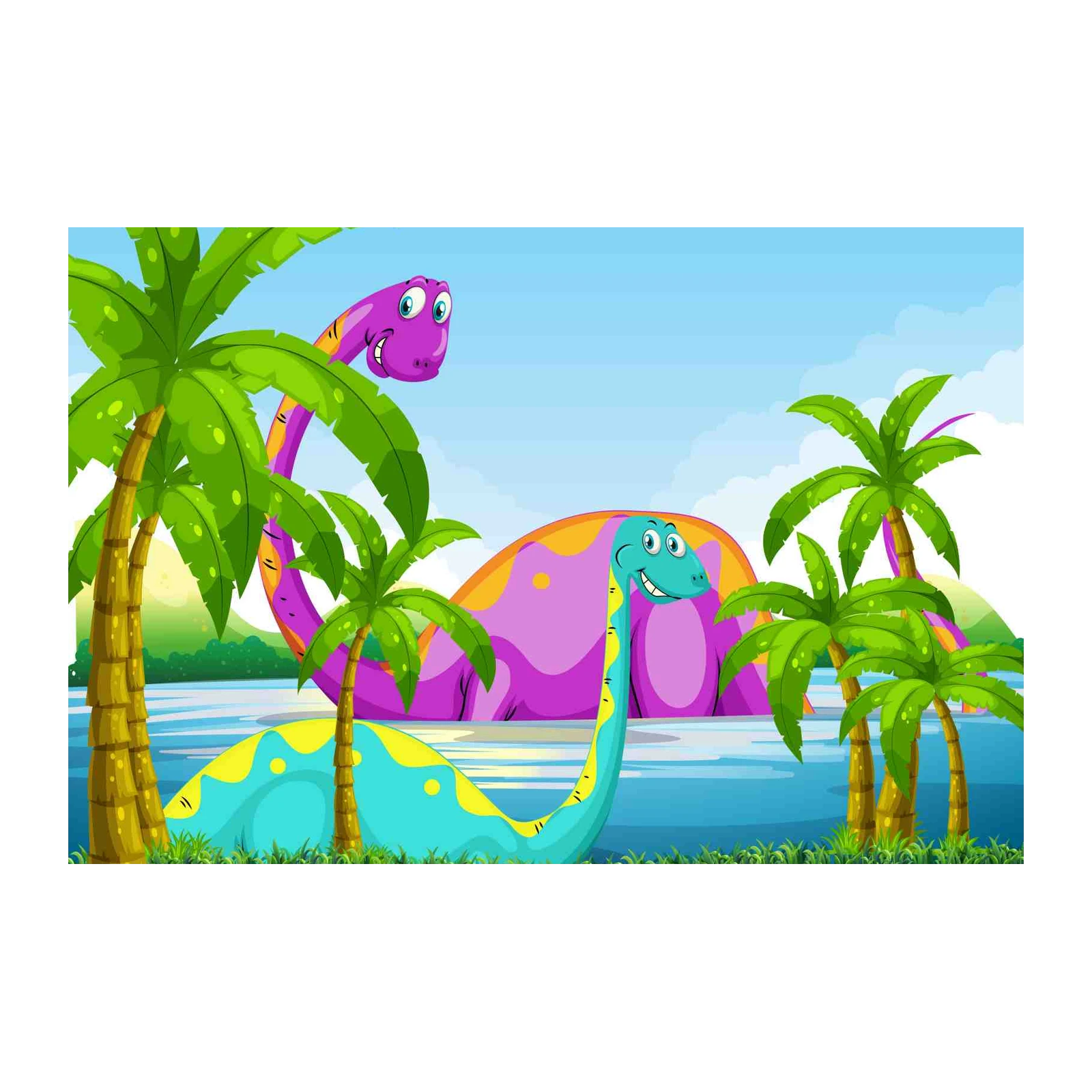 Friendly Dinosaur Jungle Adventure Wall Art