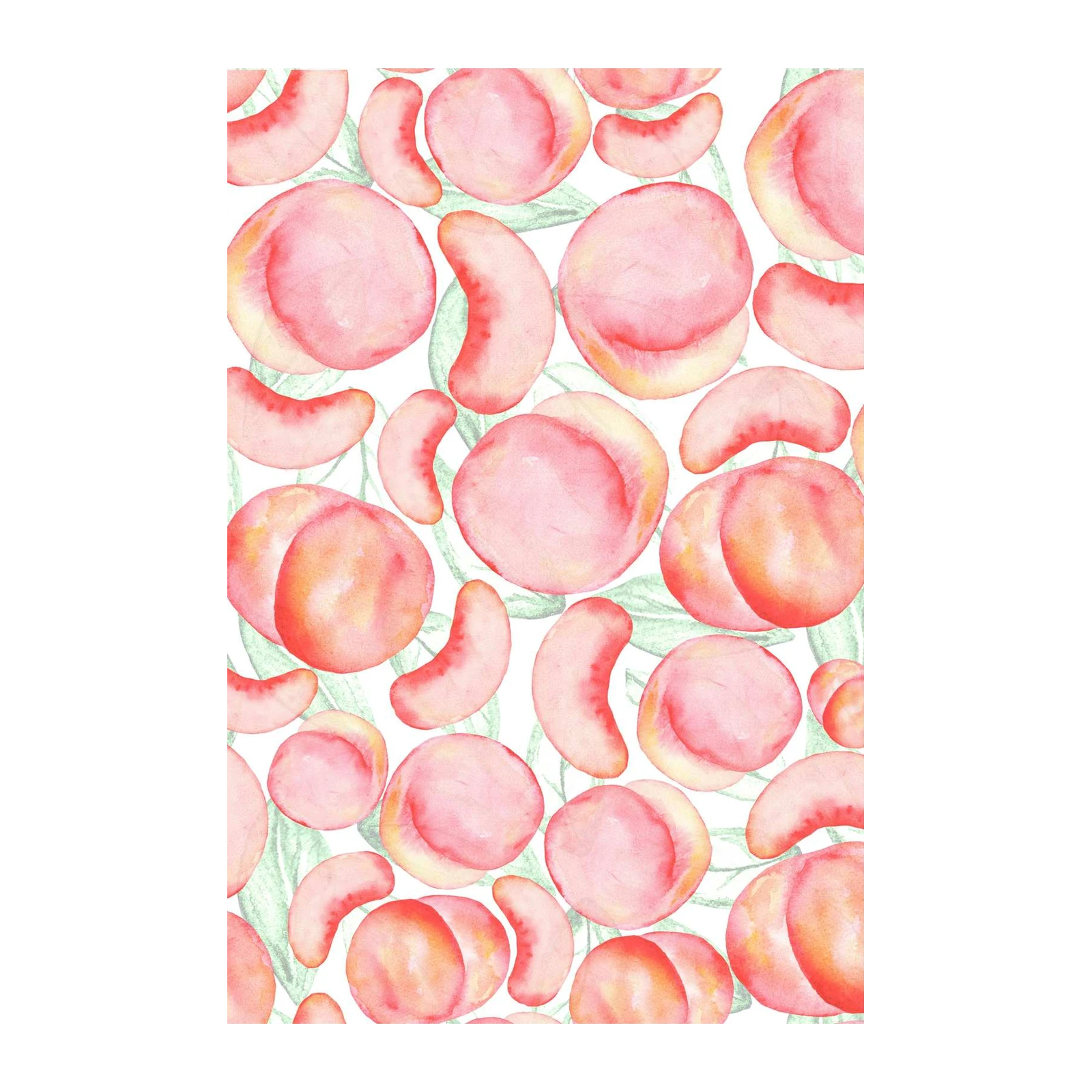 Juicy Peach Watercolor Pattern Wall Art