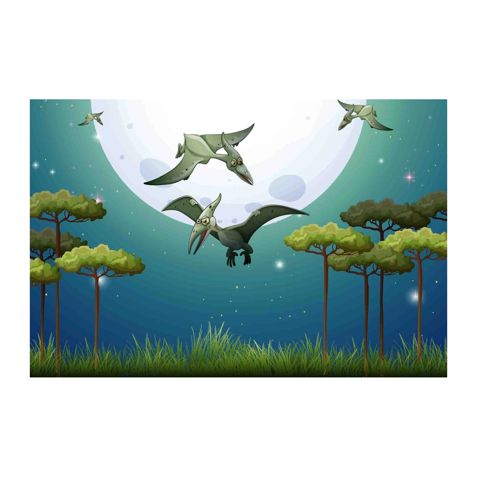Majestic Pterodactyls Night Sky Wall Art