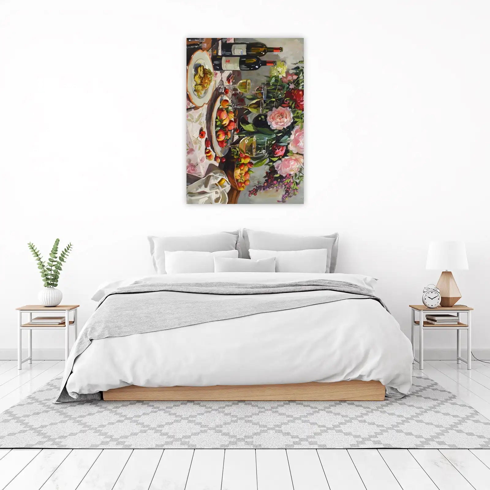 Elegant Wine & Roses Still Life Wall Art