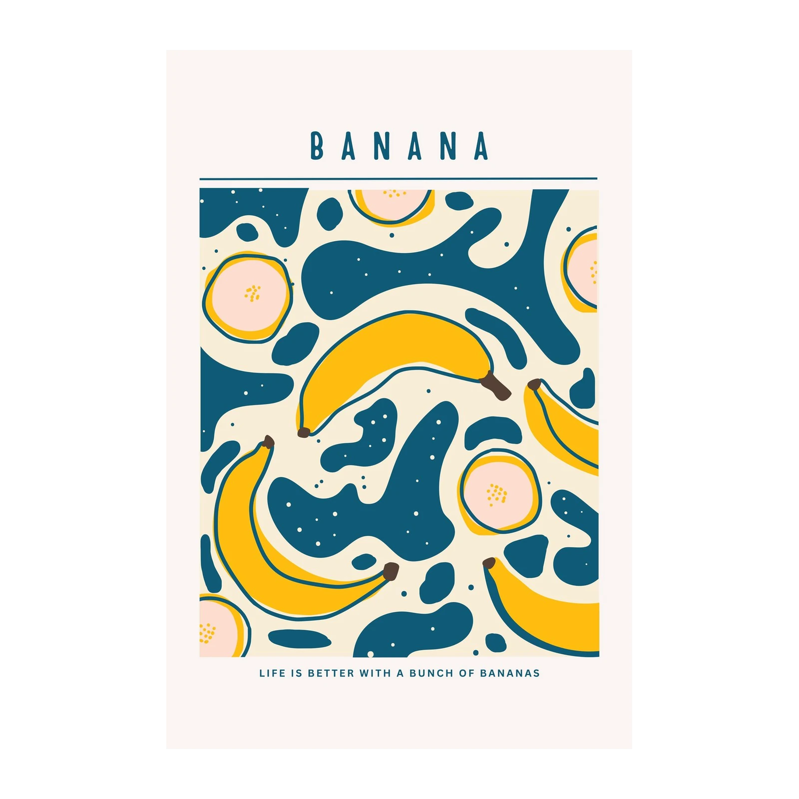 Fun Banana Pattern Wall Art - Modern Kitchen Art